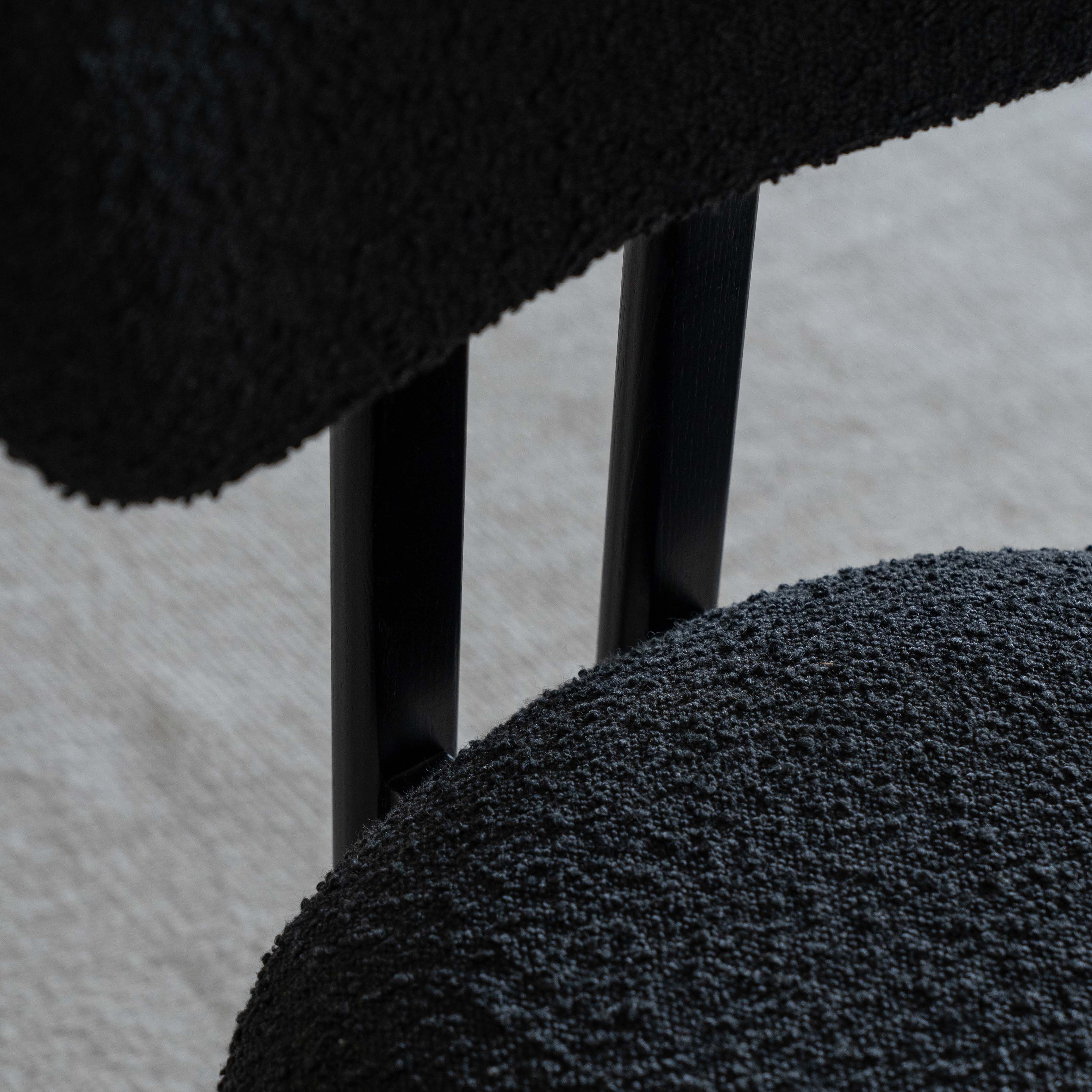 Darrin Black Modern Boucle Dining Chair - Dining Chairs - WS Living - UAE Modern Home Furniture Stores in Dubai