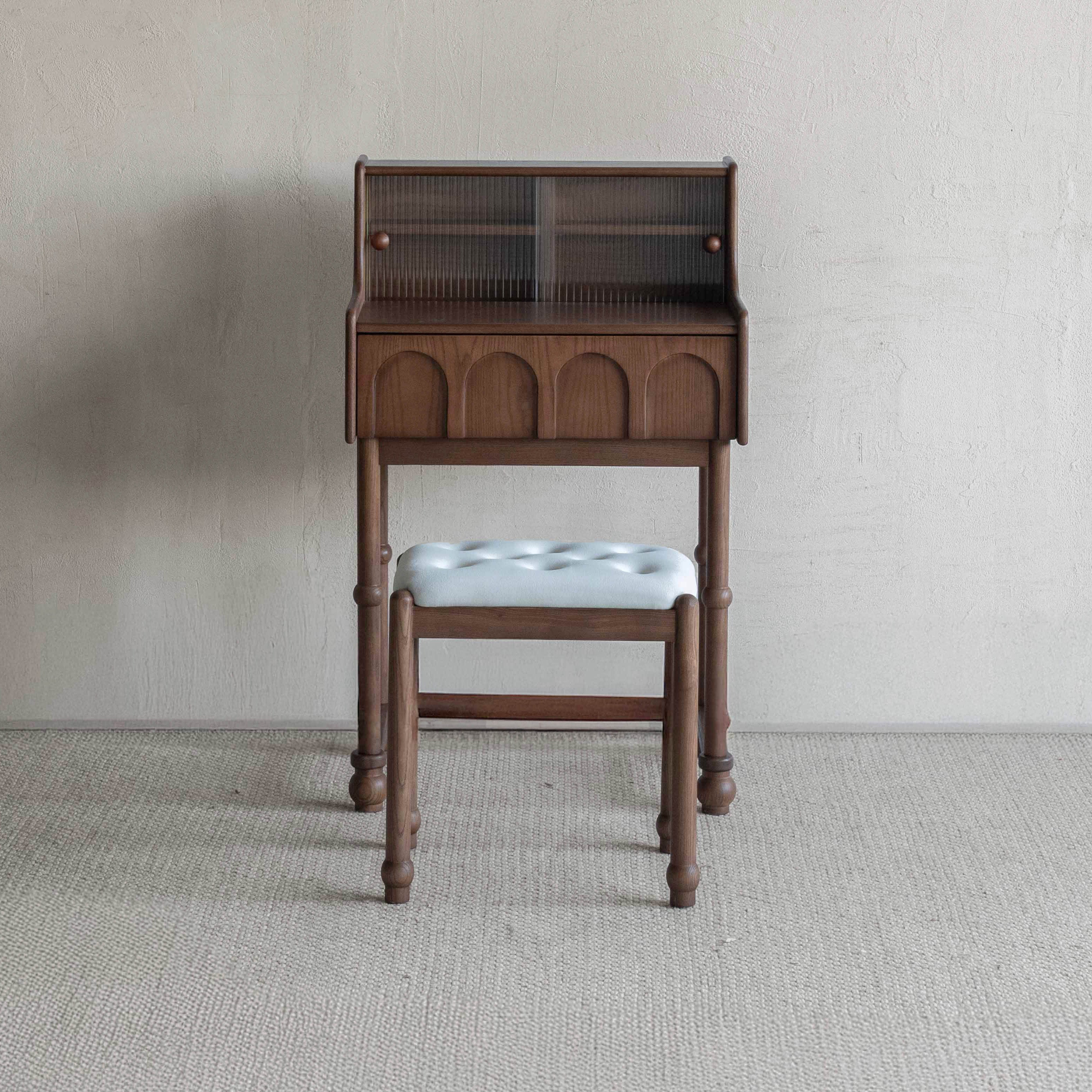 Mavrin Arched Mid Century Dressing Table With Stool - WALNUT - Dressing Table - WS Living Furniture  Furniture Store in Dubai
