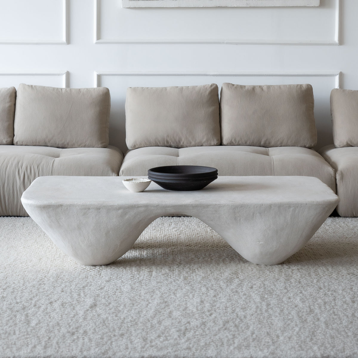 Dune Rectangle Fiber Glass & Wood Coffee Table | - WS LIVING - UAE Dubai
