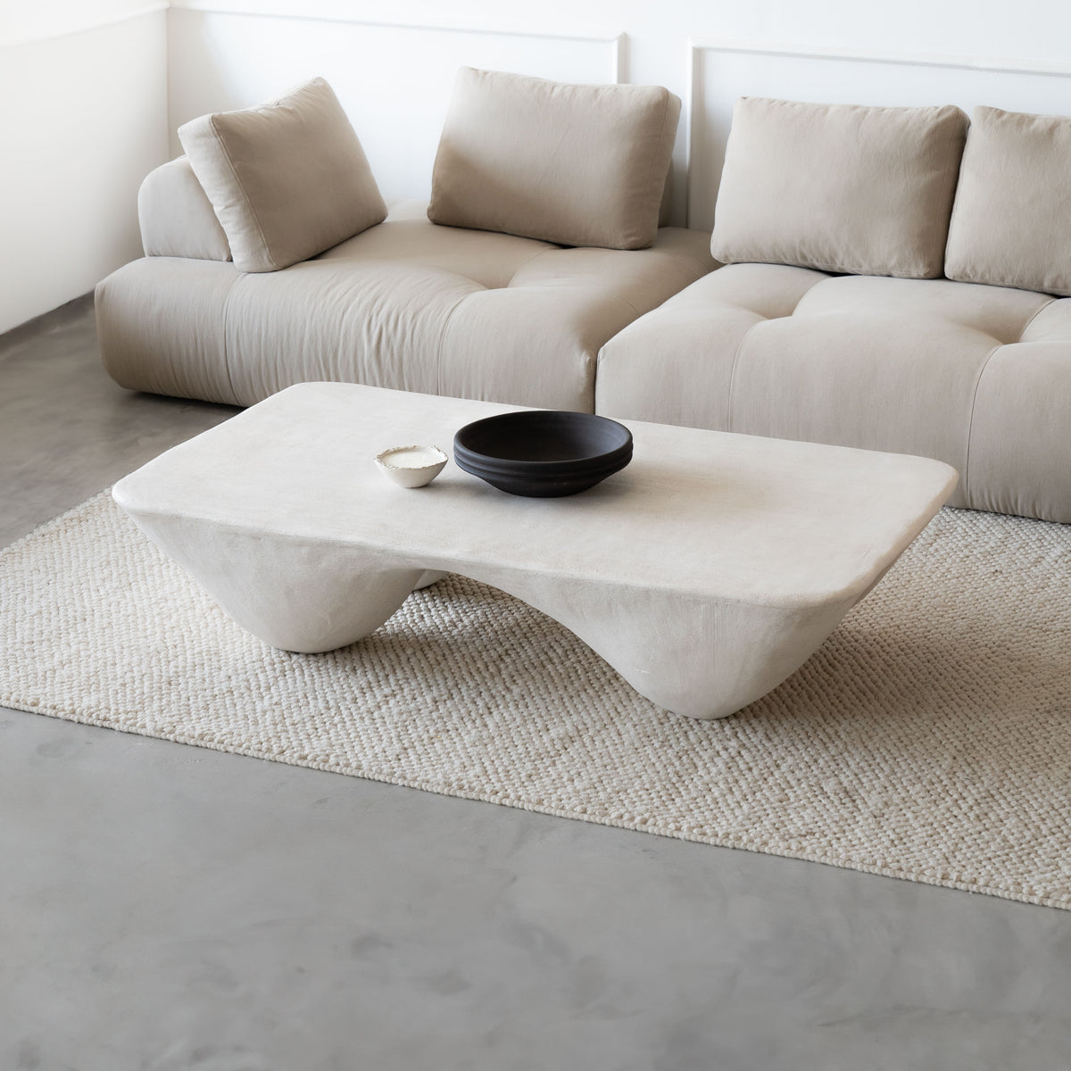 Dune Rectangle Fiber Glass & Wood Coffee Table | - WS LIVING - UAE Dubai