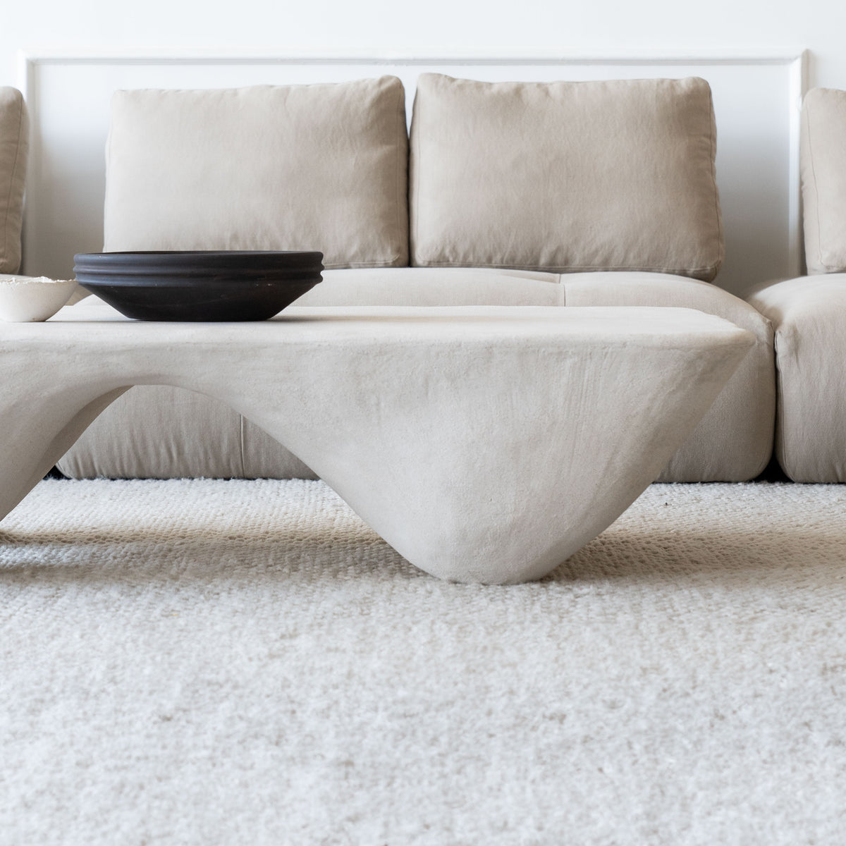 Dune Rectangle Fiber Glass & Wood Coffee Table | - WS LIVING - UAE Dubai