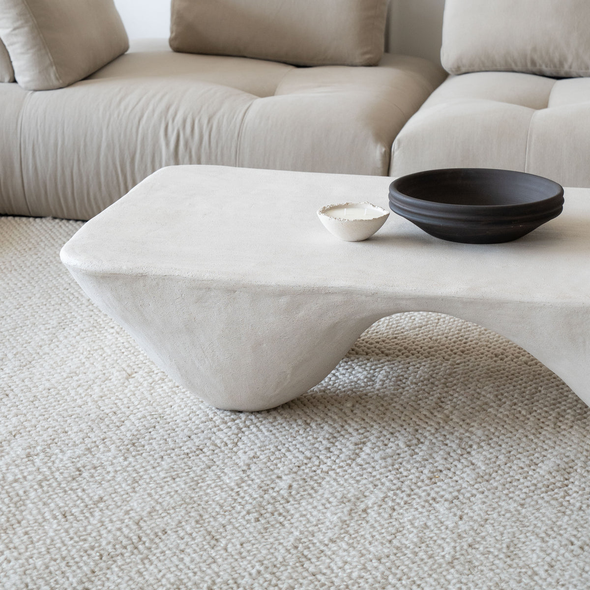 Dune Rectangle Fiber Glass & Wood Coffee Table | - WS LIVING - UAE Dubai