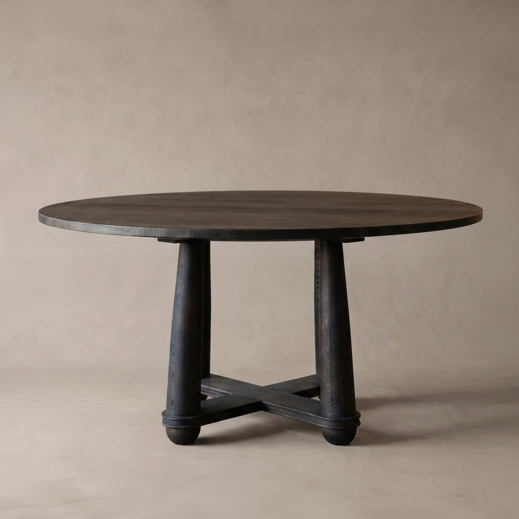 Elmstead Oak Round Dining Table - DARK WALNUT
