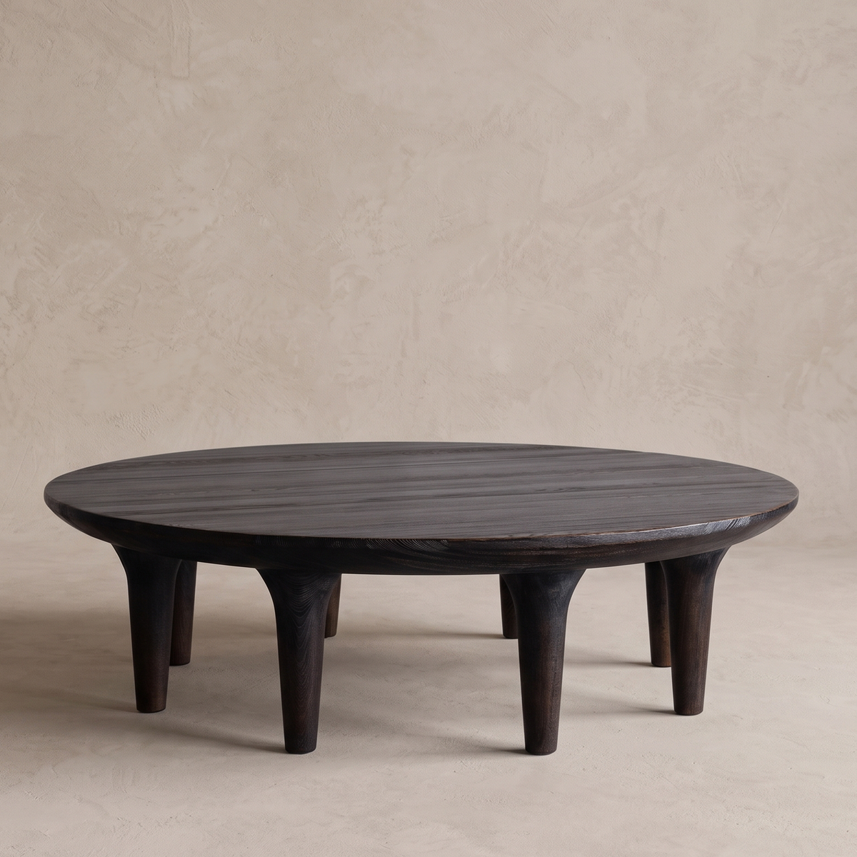 Estate Curio Oak Wood Round Coffee Table