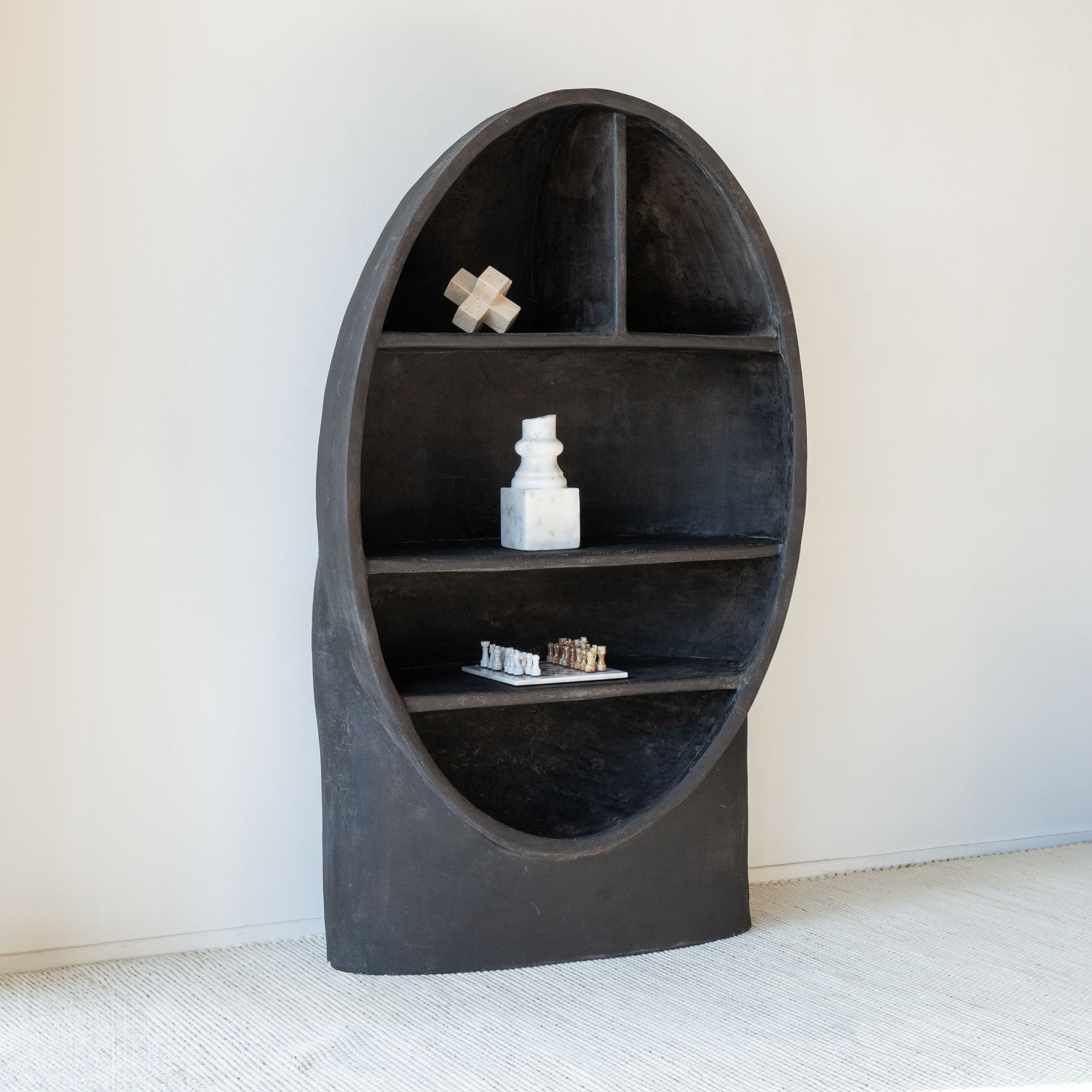 The Egg Shelf-Black  - WS Living - UAE - Shelf Wood and steel Furnitures - Dubai