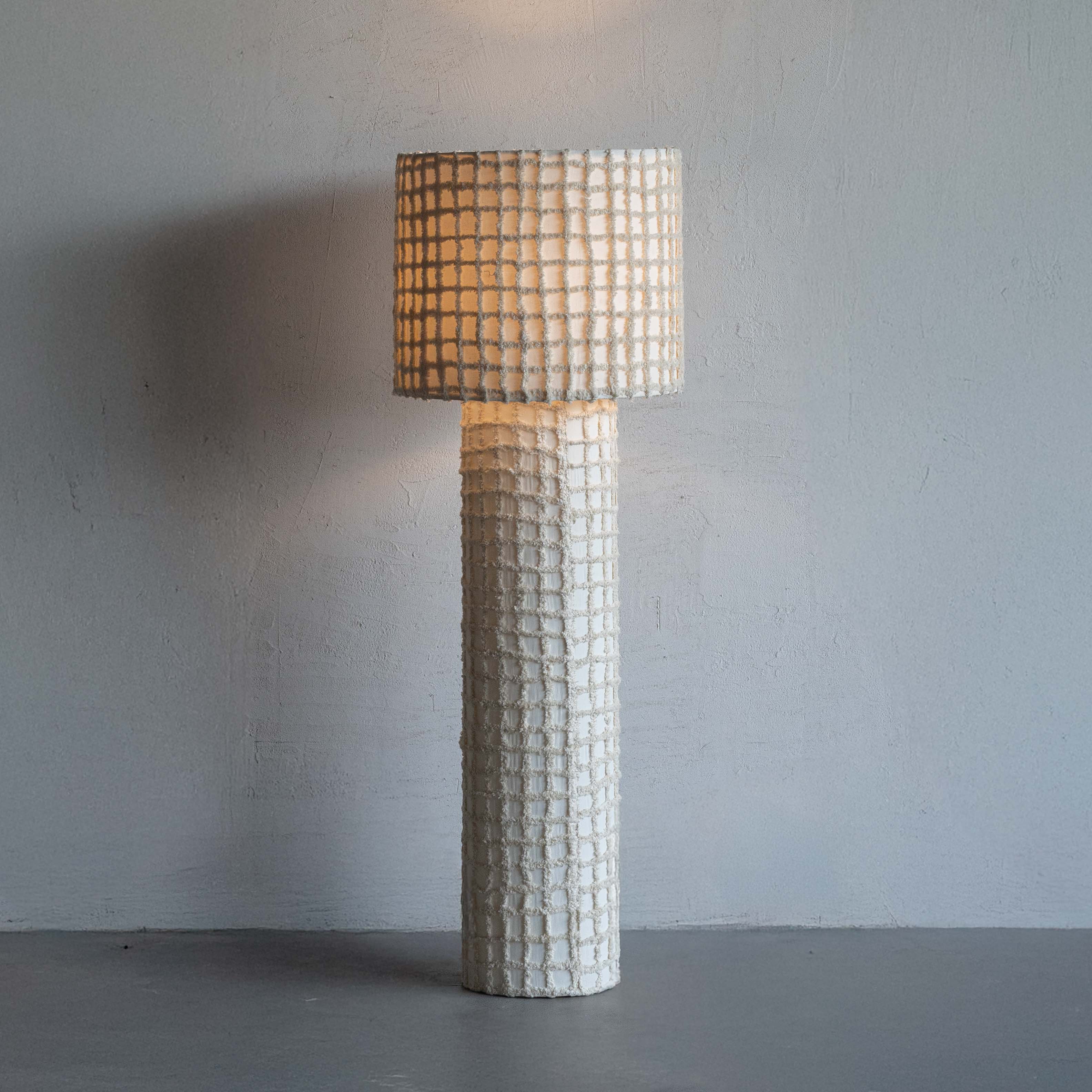 Elaris White Texture Fabric Floor Lamp