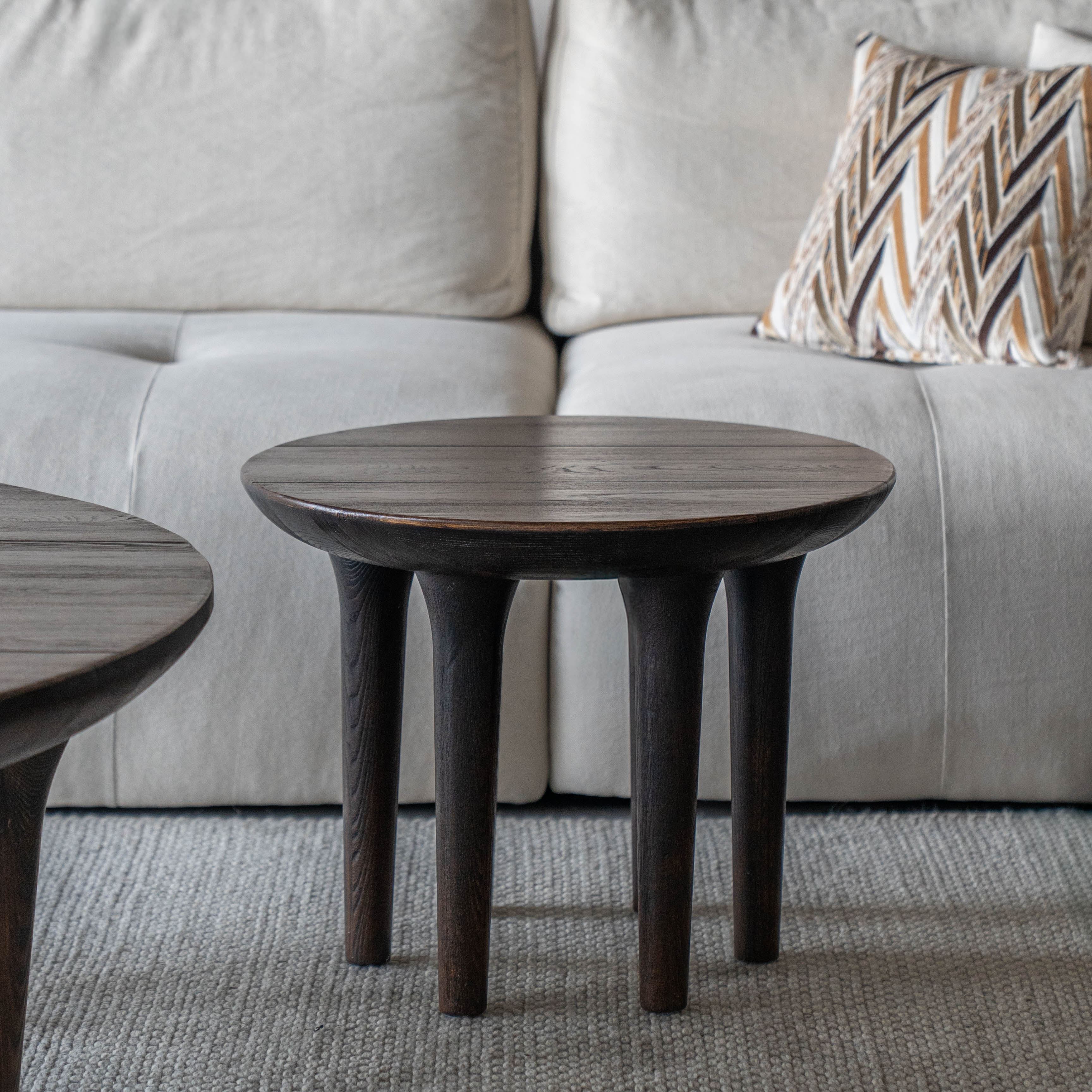 Estate Curio Oak Wood Round Side Table - Side Table - WS Living Furniture  Furniture Store in Dubai