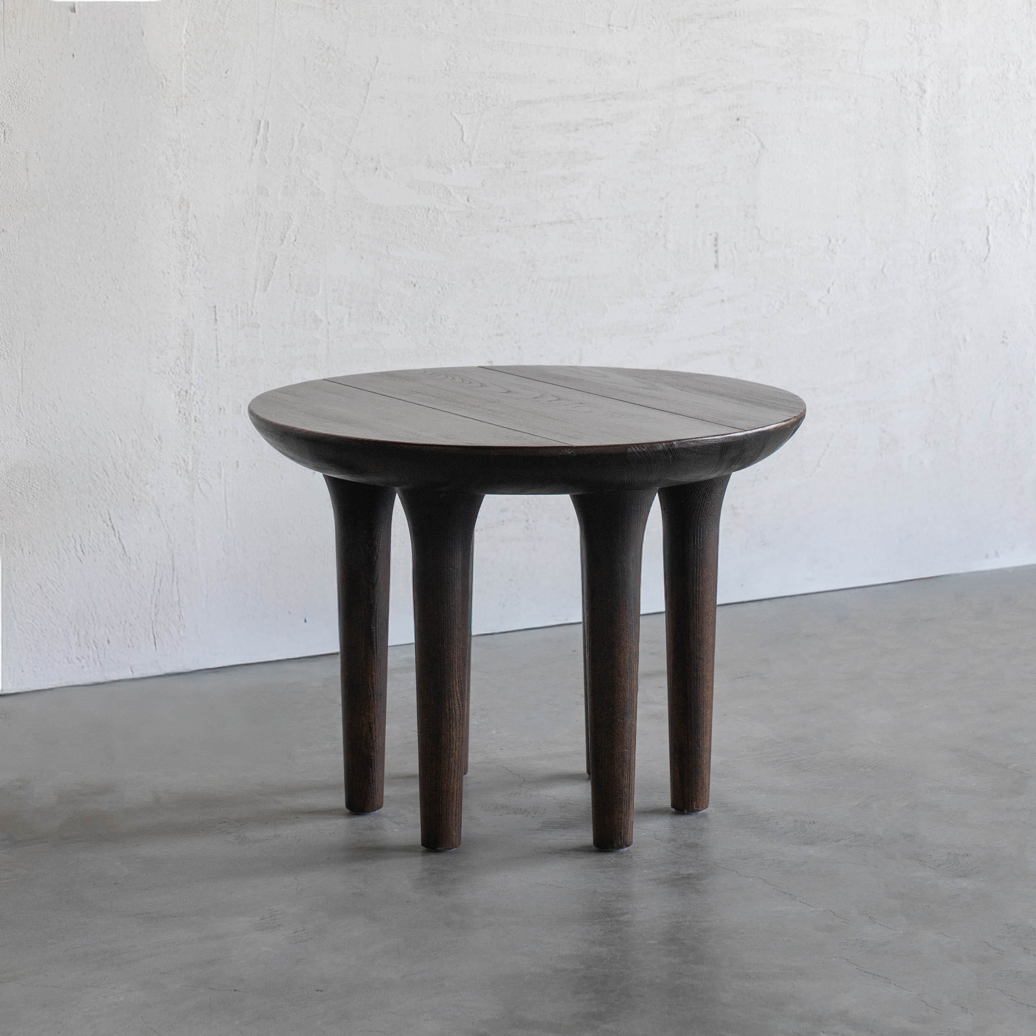 Estate Curio Oak Wood Round Side Table