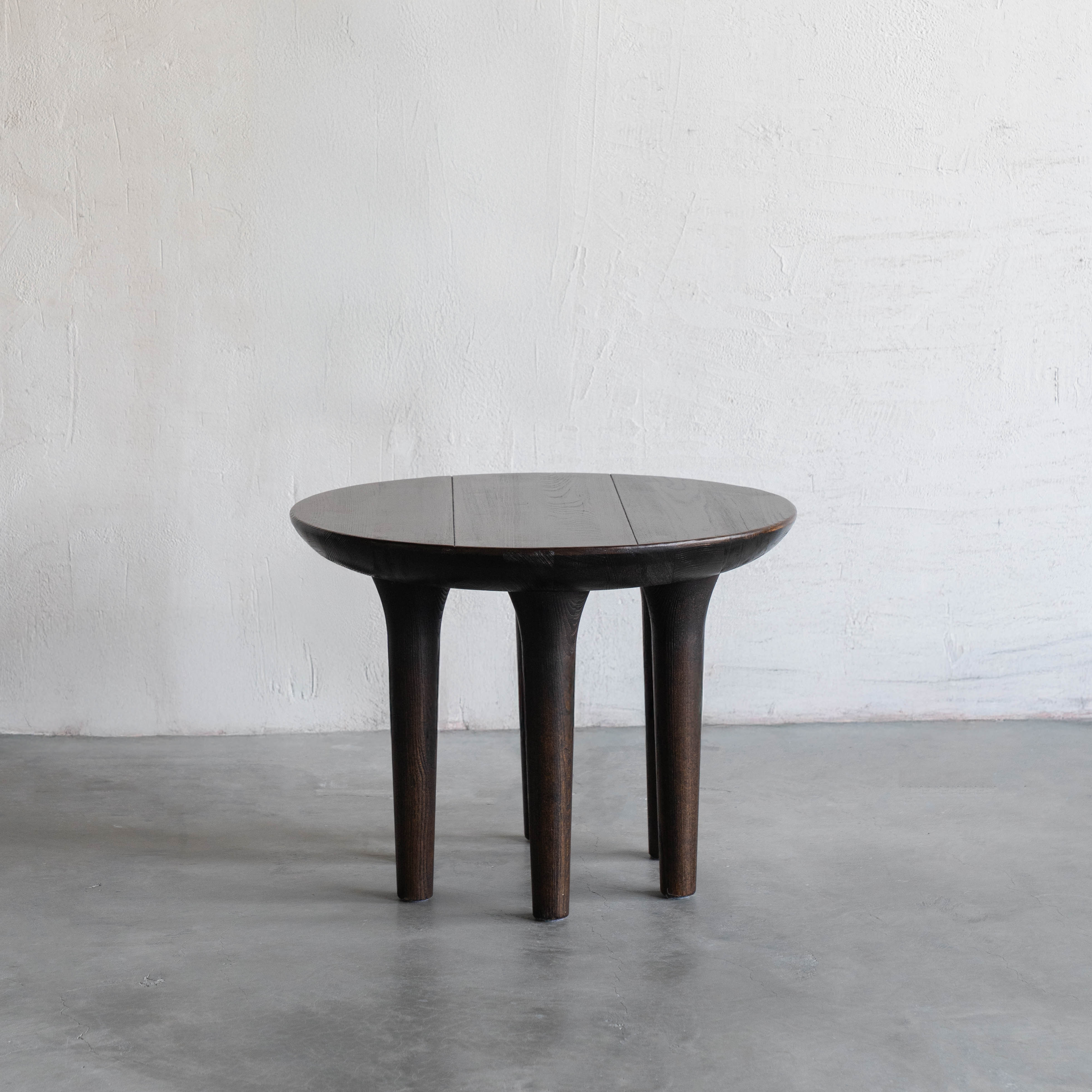 Estate Curio Oak Wood Round Side Table