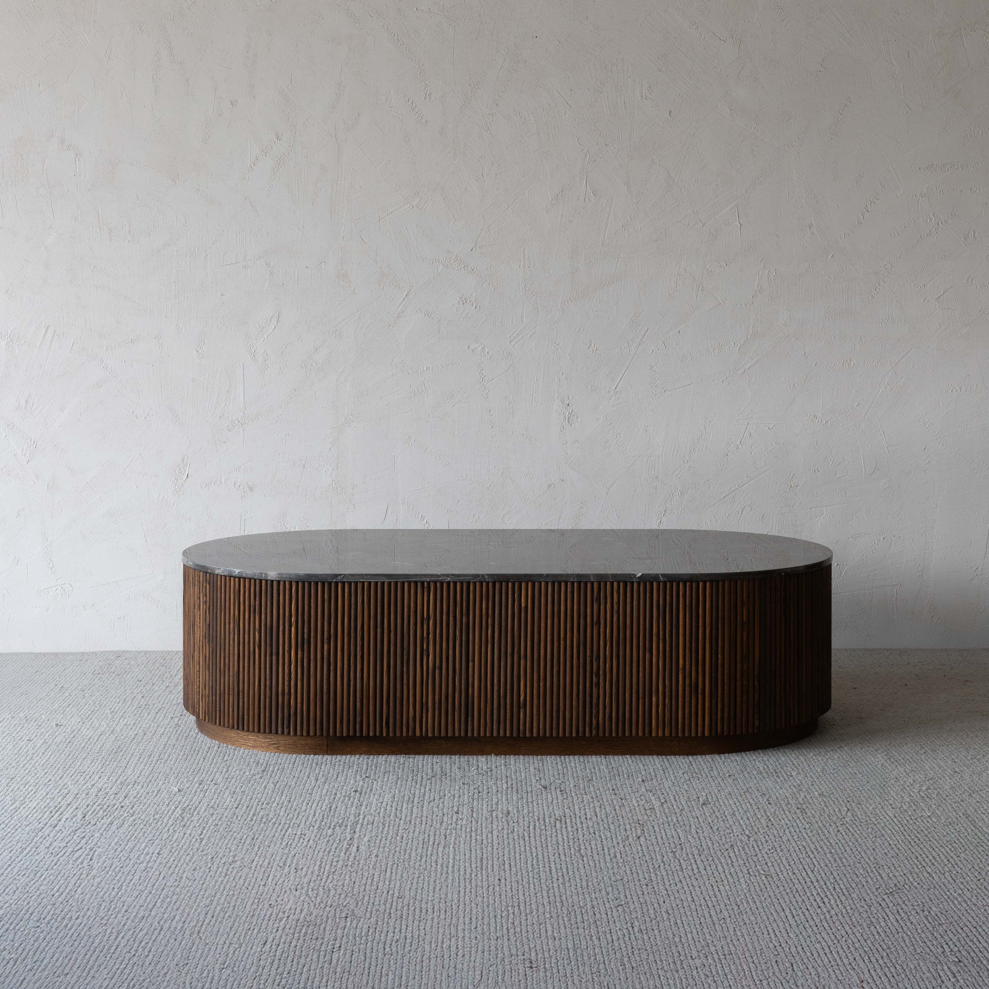 Eternity Modern Wood & Marble Coffee Table - Oval Shape - Coffee Tables - WS Living Furniture Home Furniture Stores in Dubai