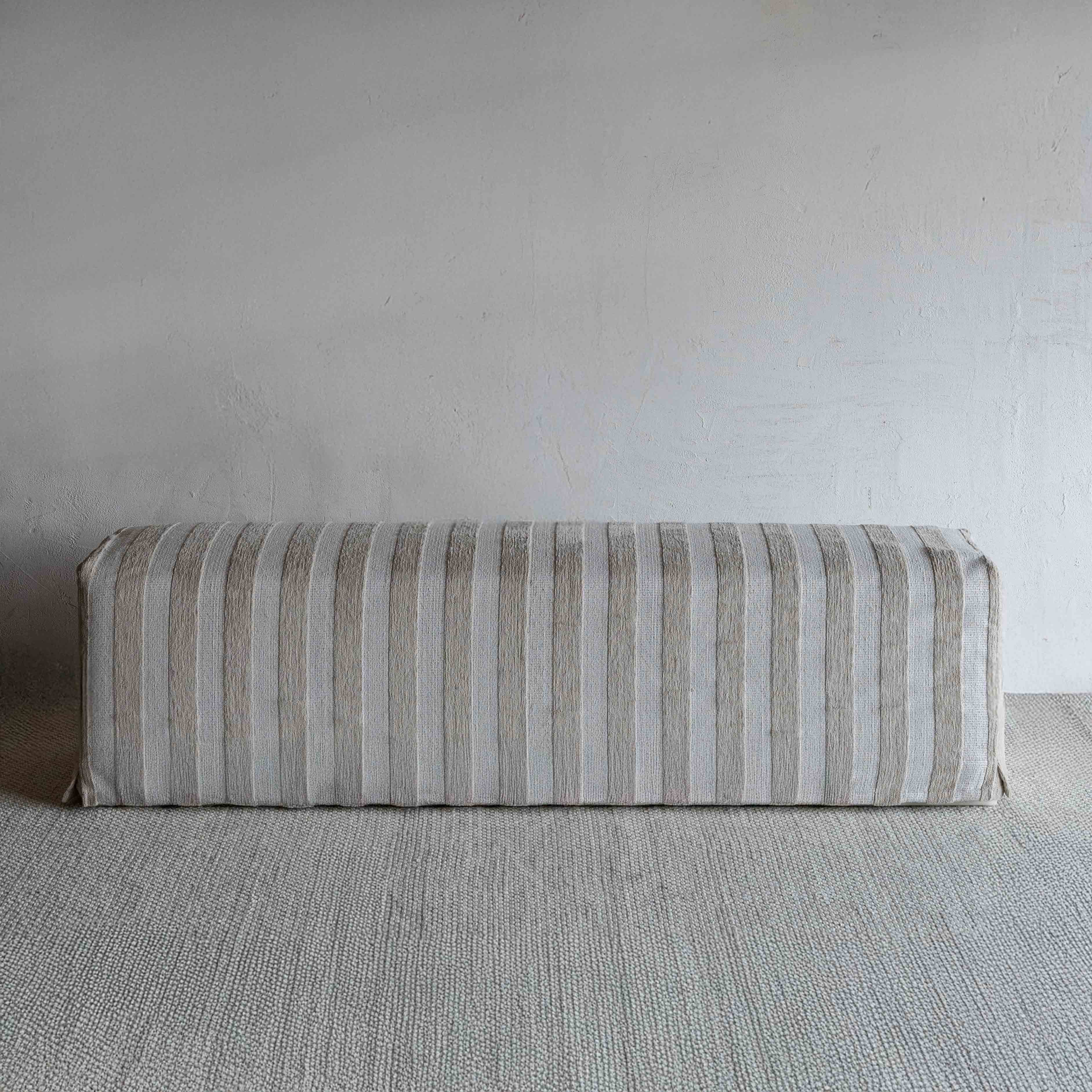 Evie Bench - Beige and White