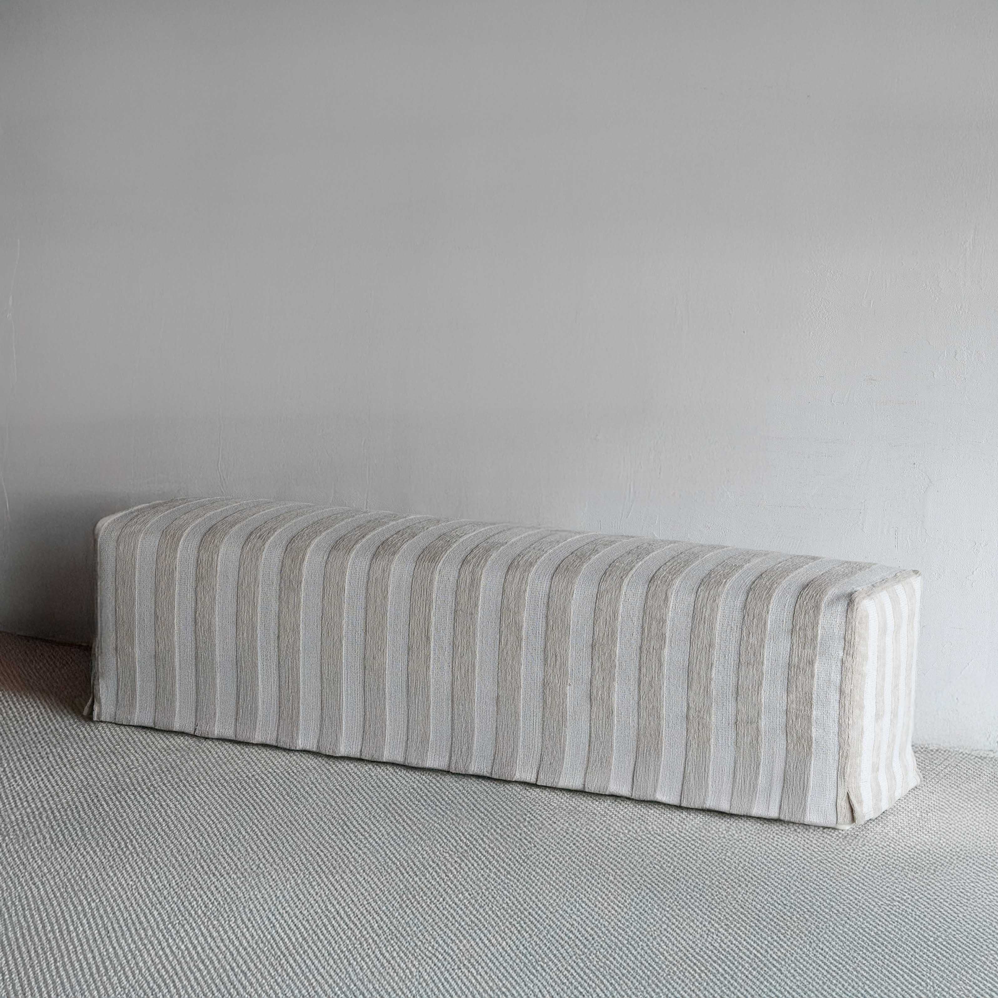 Evie Bench - Beige and White