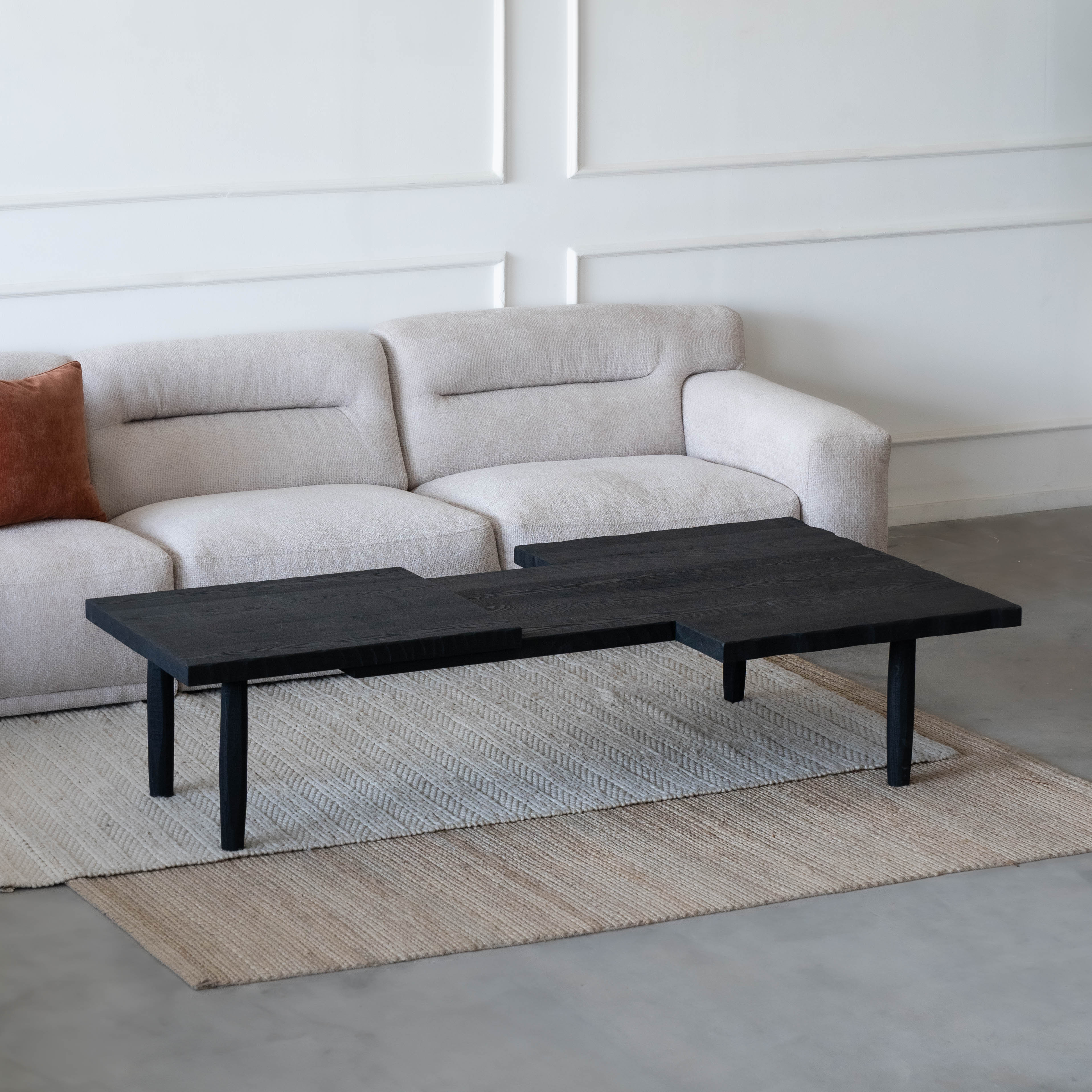 Eye Black Solid Oak Wood Coffee Table  - WS Living - UAE - Coffee Table Wood and steel Furnitures - Dubai