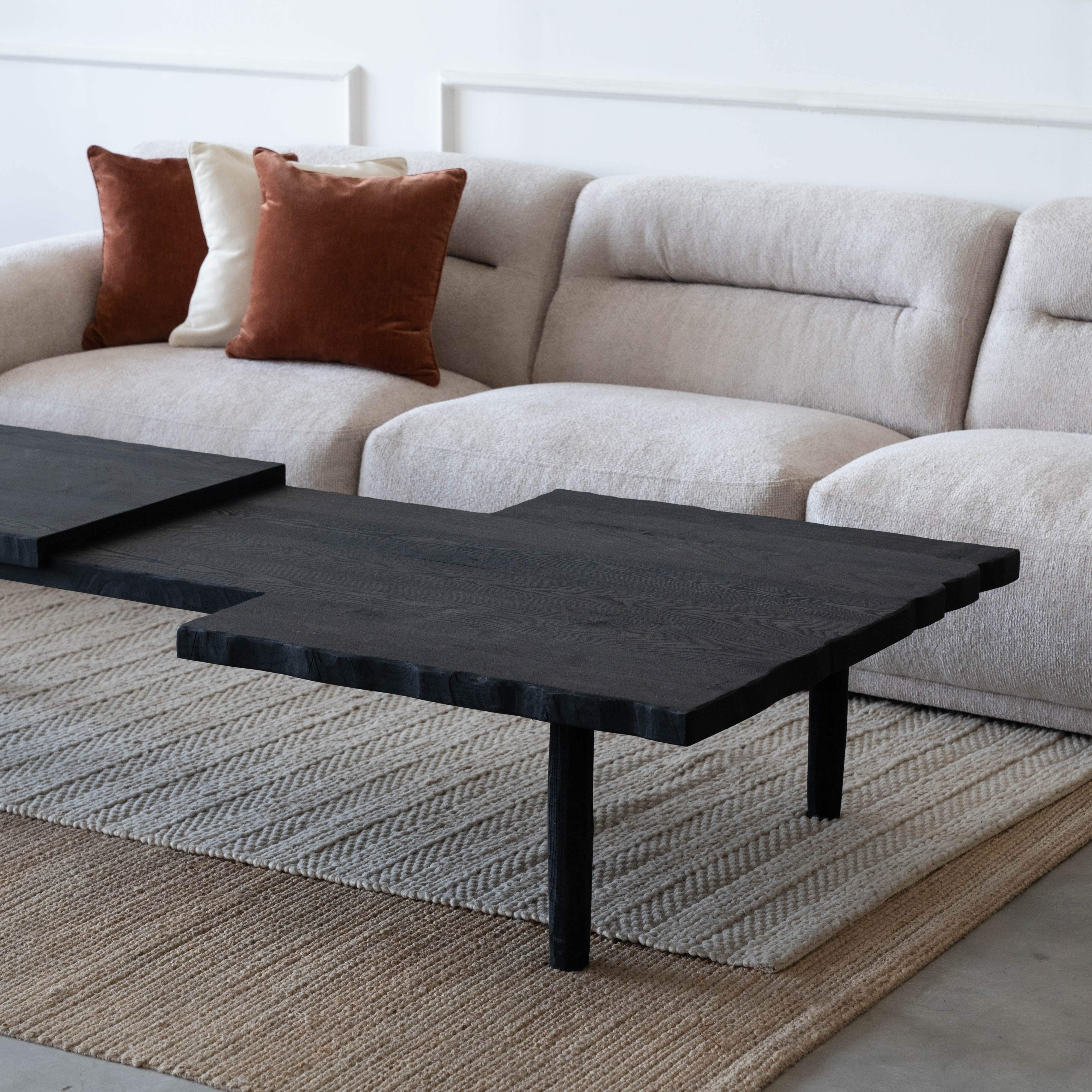 Eye Black Solid Oak Wood Coffee Table  - WS Living - UAE - Coffee Table Wood and steel Furnitures - Dubai