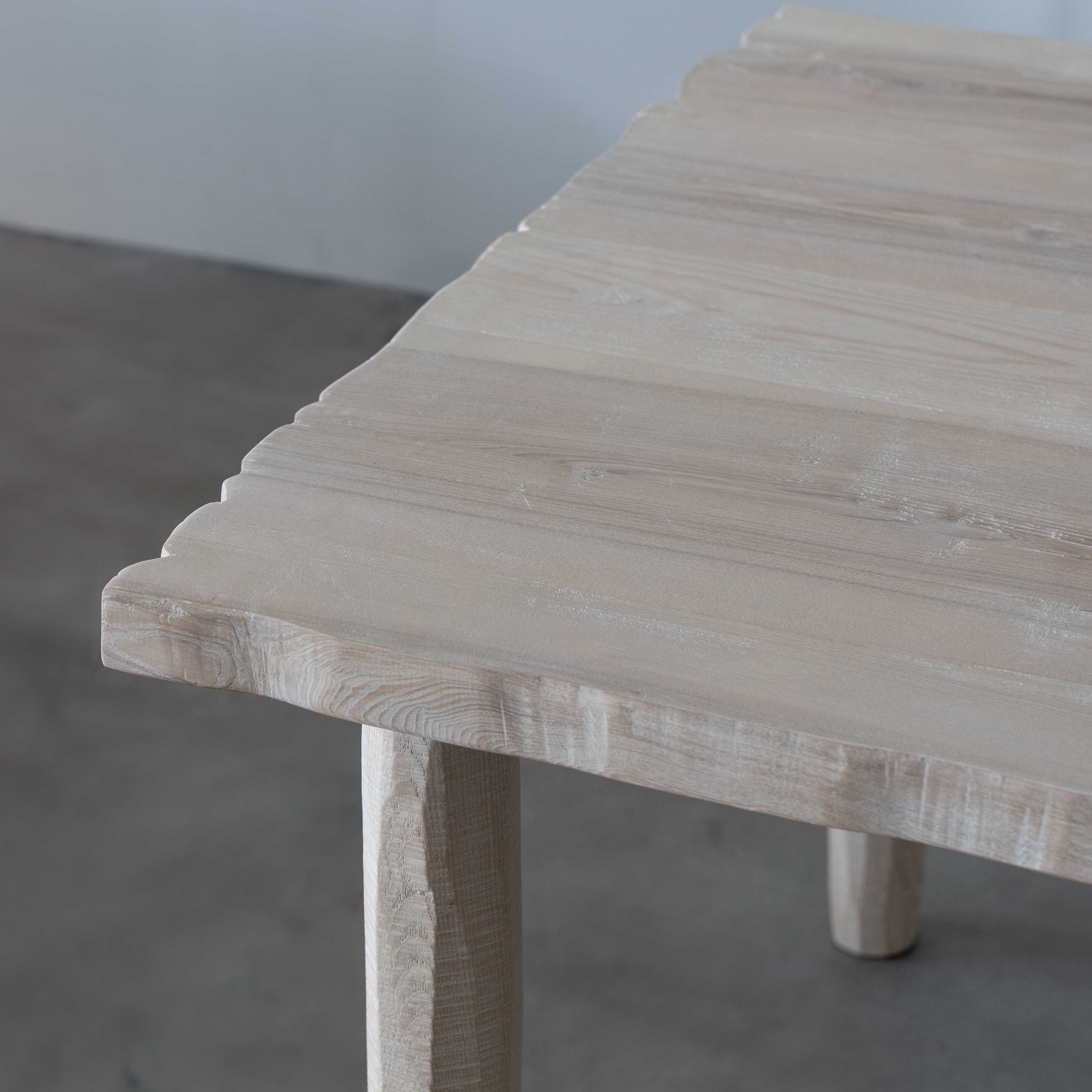 Eye White-Washed Solid Oak Wood Dining Table - Dining Table - WS Living - UAE Wood and steel Furnitures in Dubai