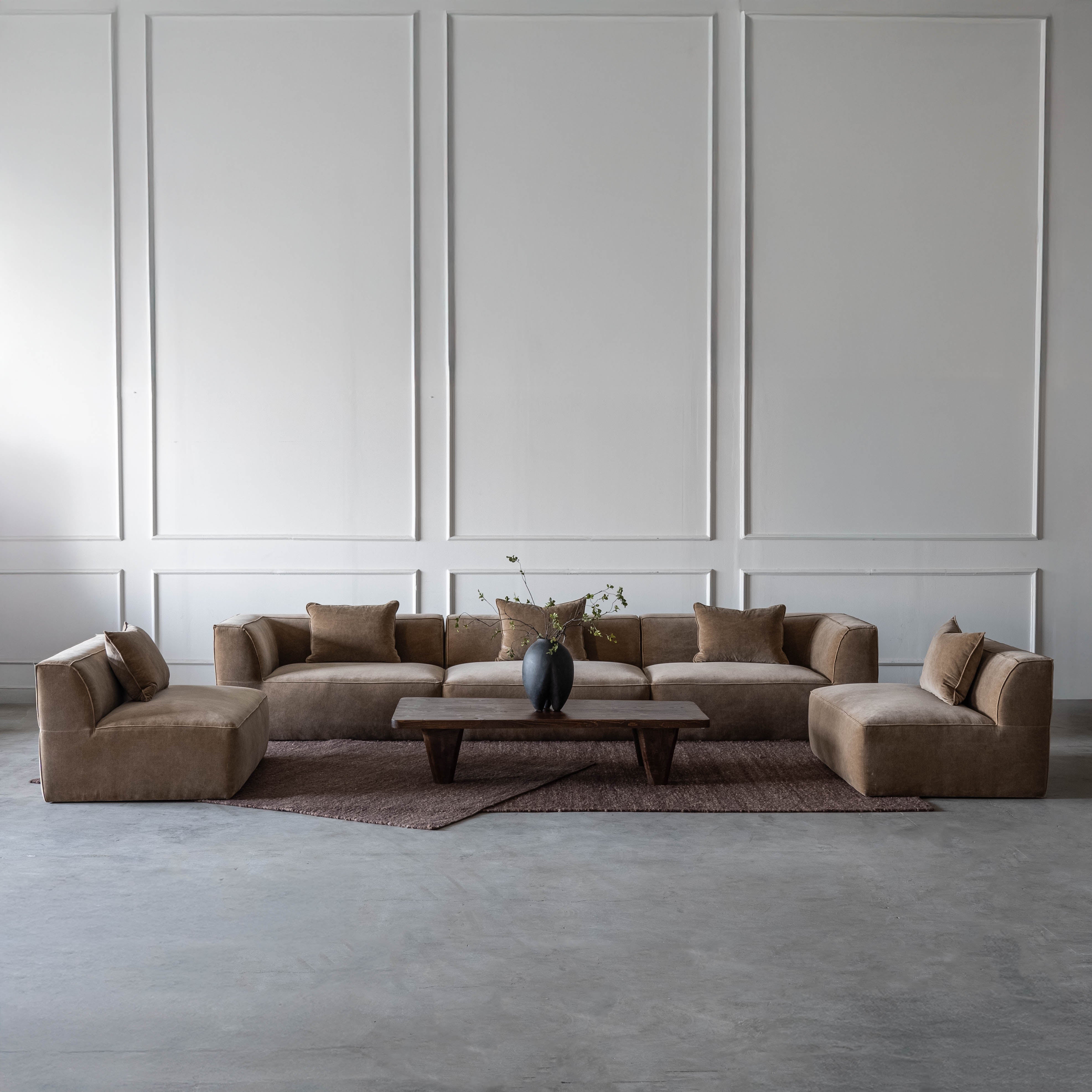 Ezra Modern Velvet Sectional | Modular Sofa - Mustard