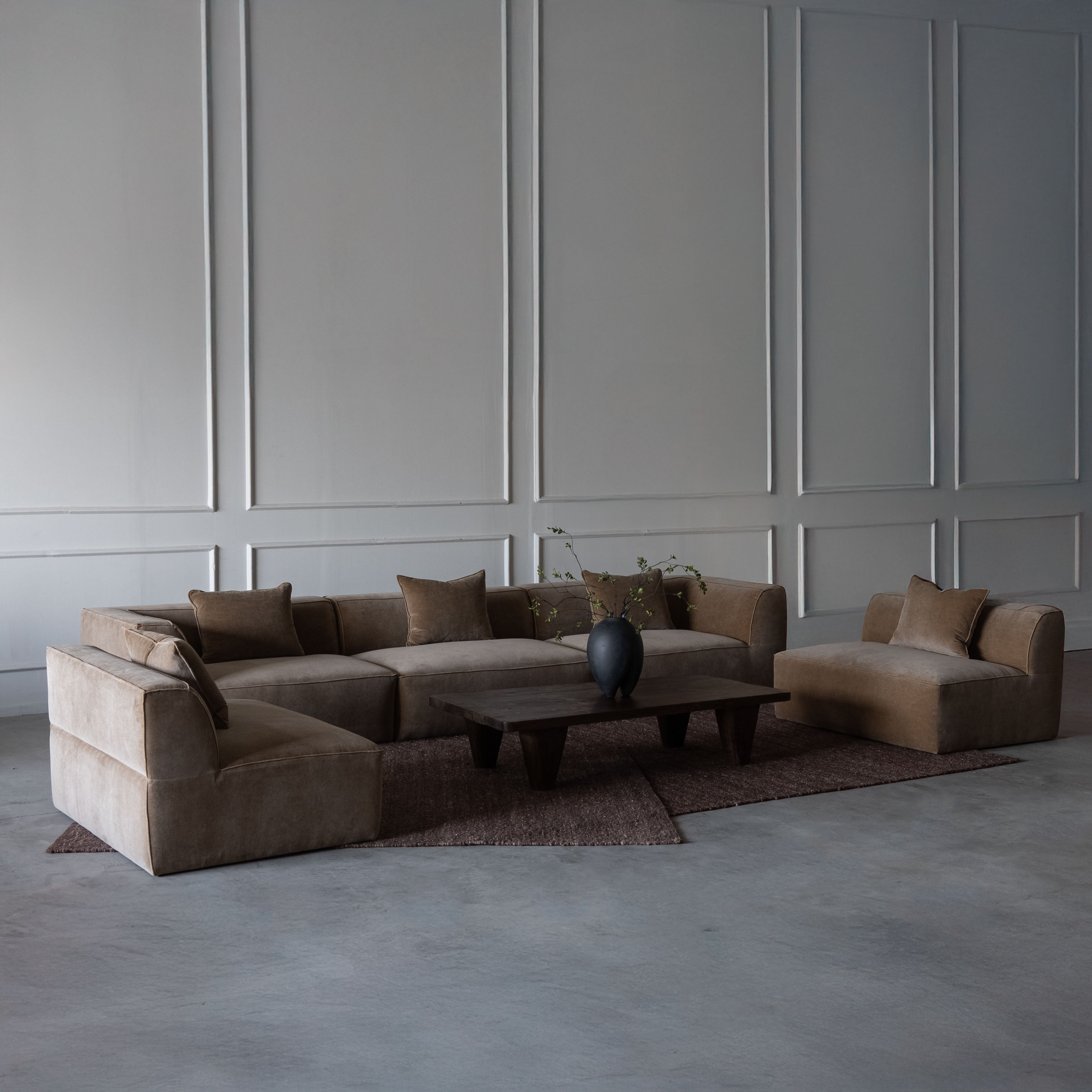 Ezra Modern Velvet Sectional | Modular Sofa - Mustard