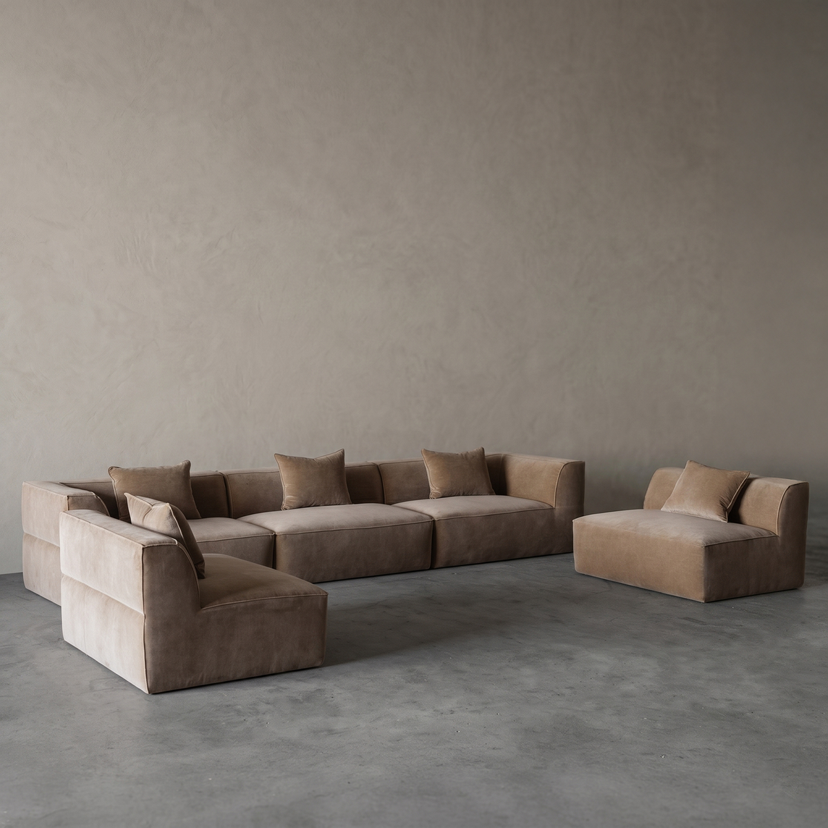 Ezra Modern Velvet Sectional | Modular Sofa - Mustard