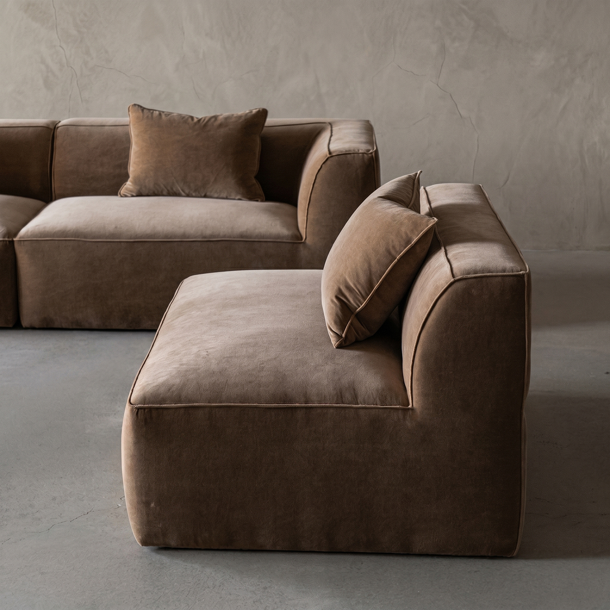 Ezra Modern Velvet Sectional | Modular Sofa - Mustard