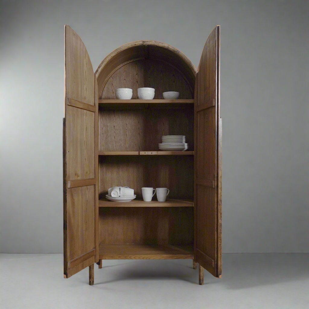 Yugga Solid Wood Arch Storage Cabinet - furniture - WS Living - UAE Modern Home Furniture Stores in Dubai