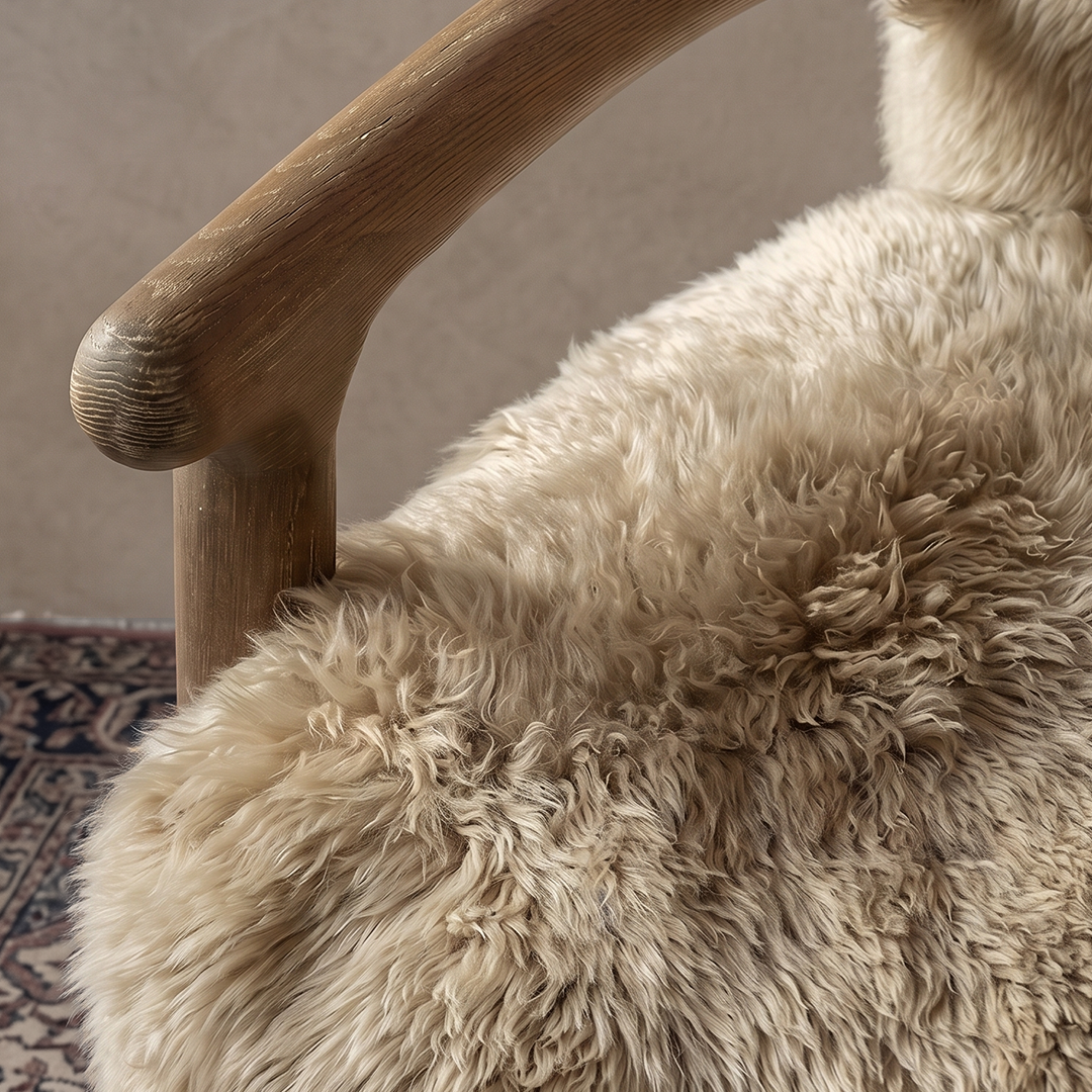 Fellwood Sheep Fur & Solid Oak Lounge Chair