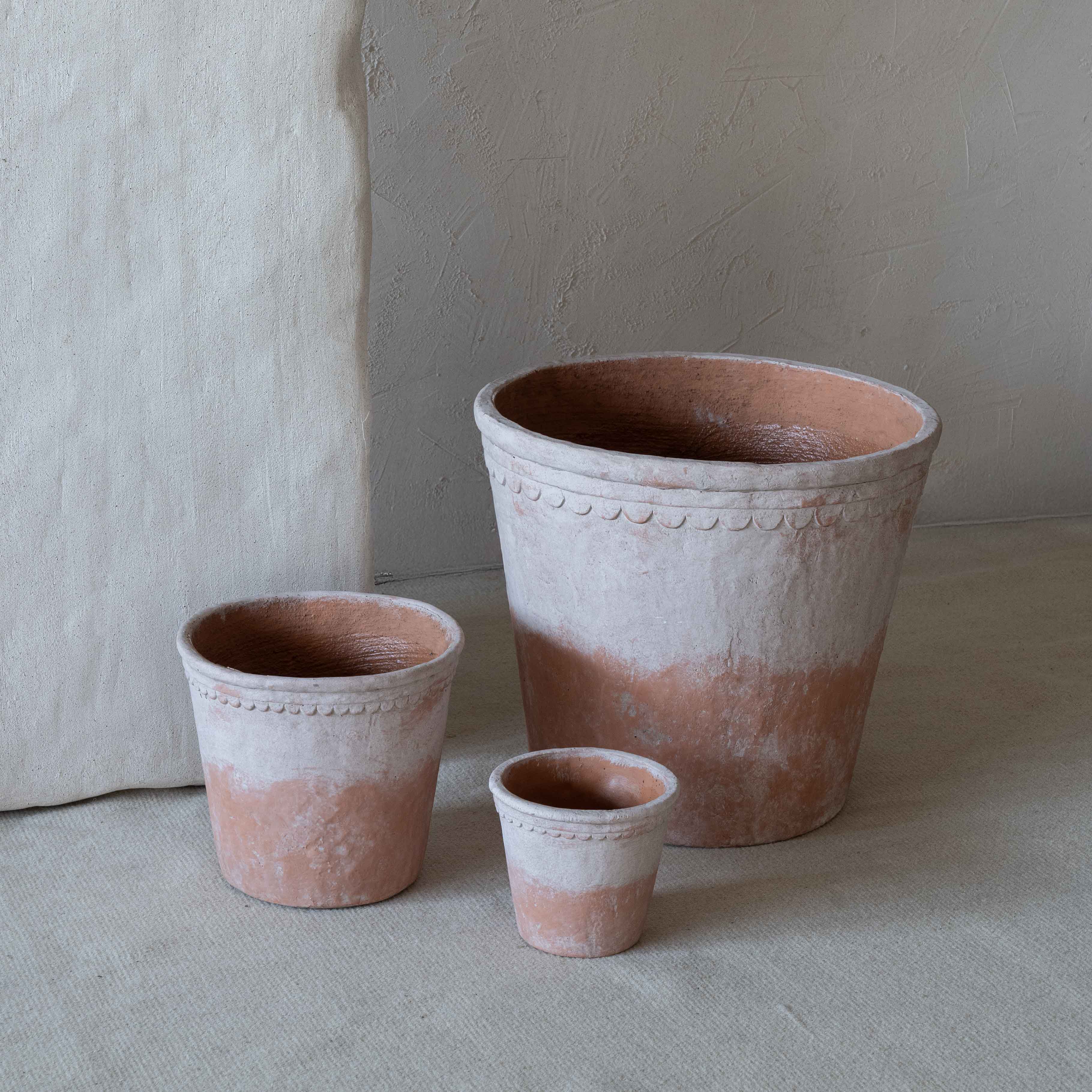 Rustica Beige Clay Castle Red Concrete Planter Pot | Tree Pot