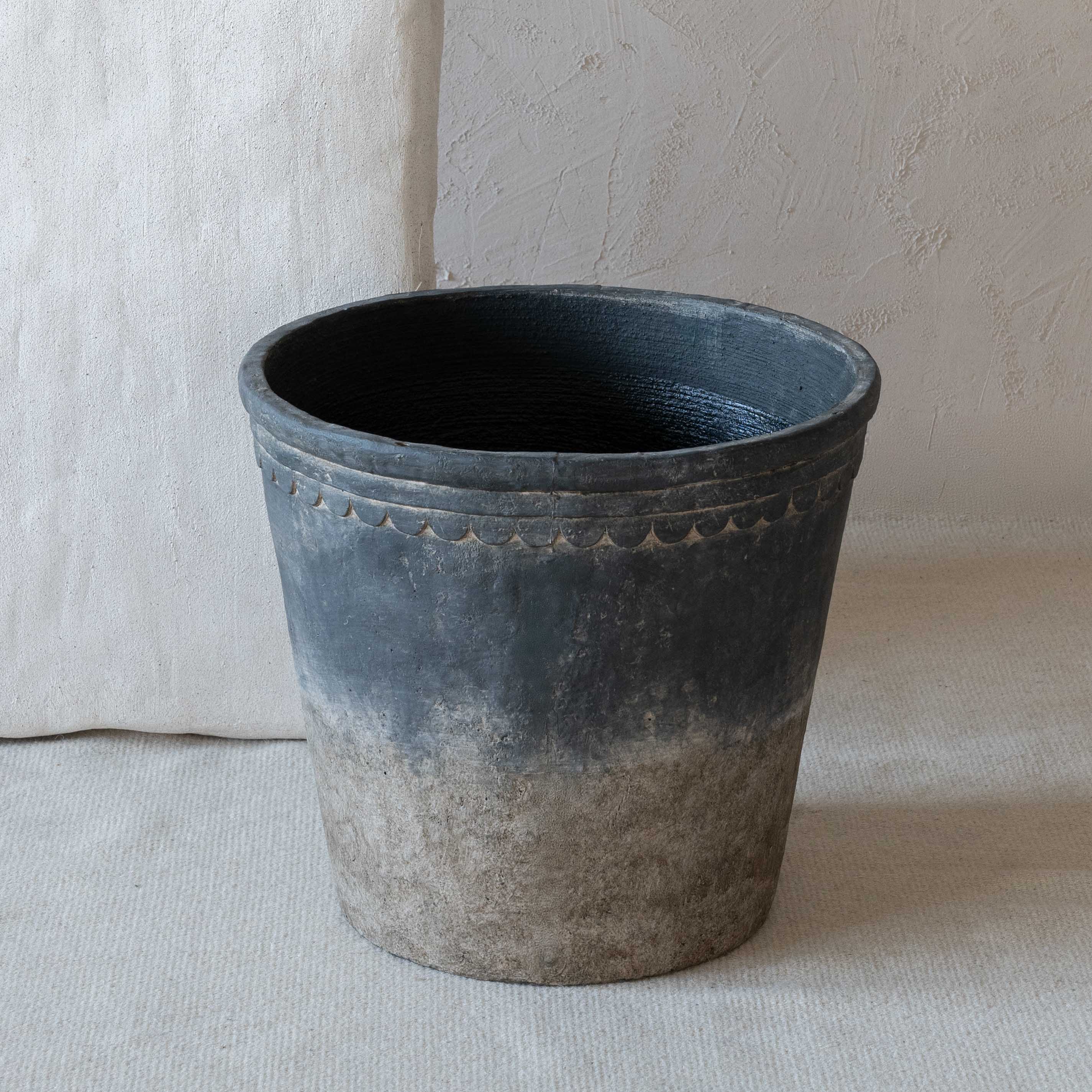 Rustica Grey Clay Castle Black Concrete Planter Pot | Tree Pot - Vase - WS Living - UAE Home Furniture Stores in Dubai