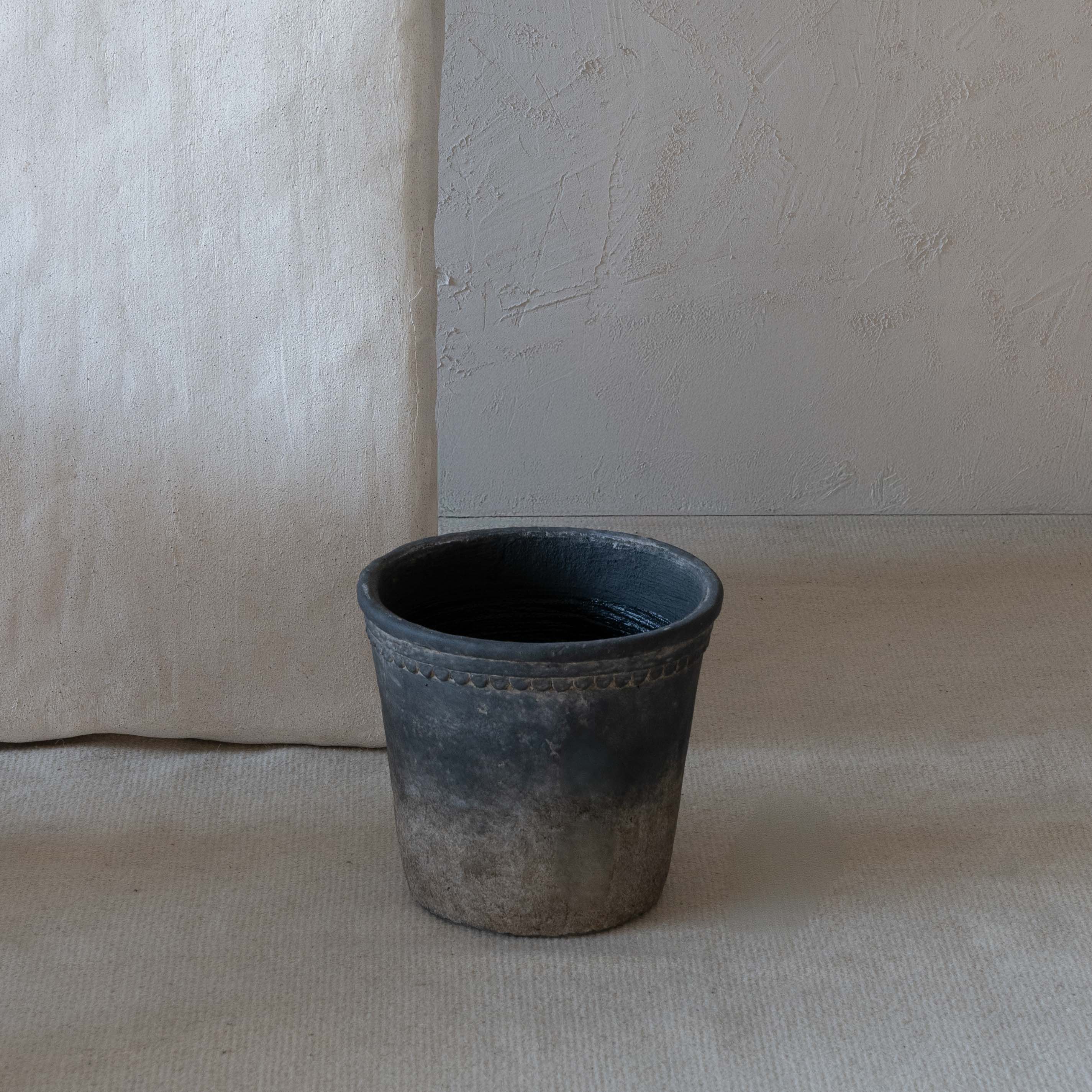 Rustica Grey Clay Castle Black Concrete Planter Pot | Tree Pot - Vase - WS Living - UAE Home Furniture Stores in Dubai