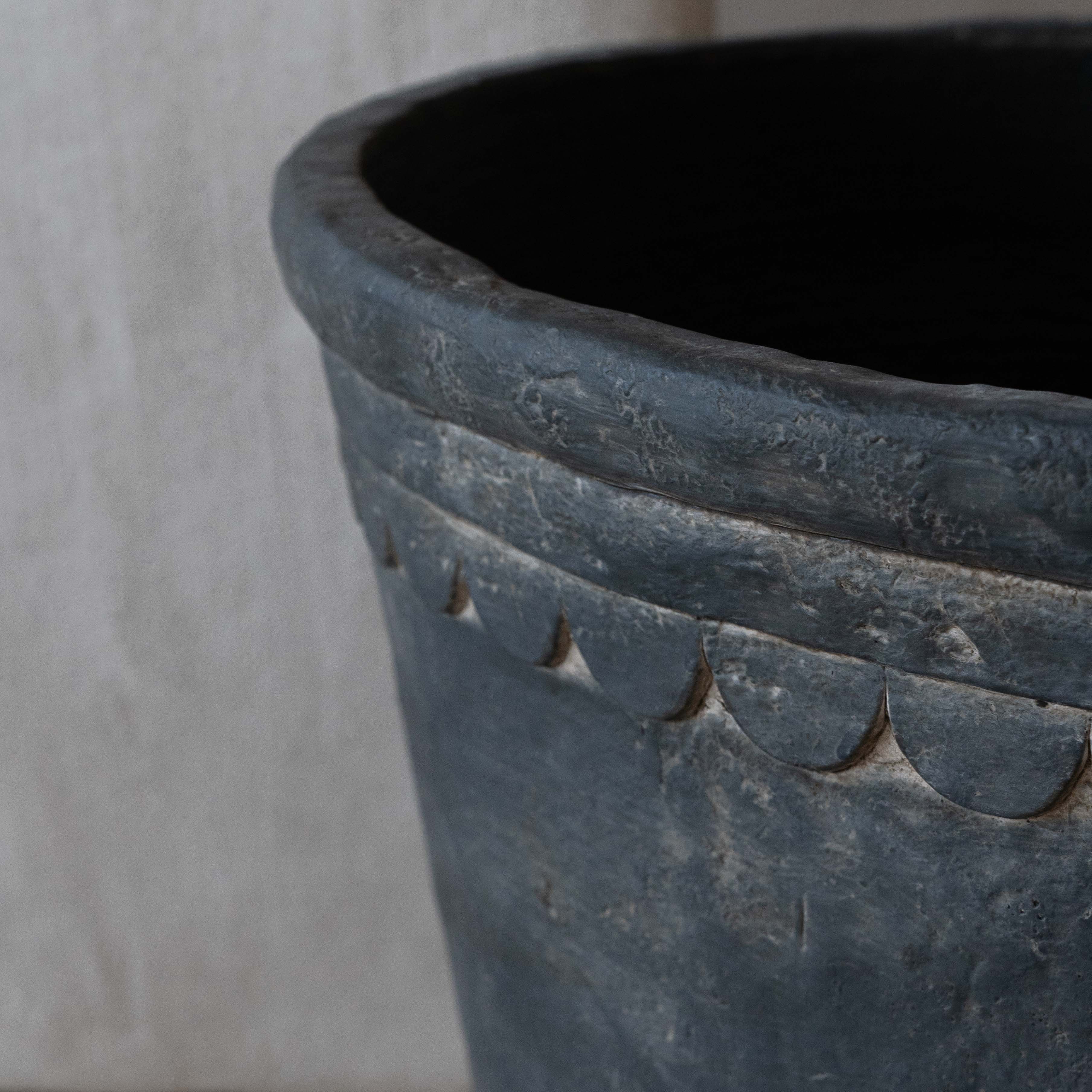 Rustica Grey Clay Castle Black Concrete Planter Pot | Tree Pot