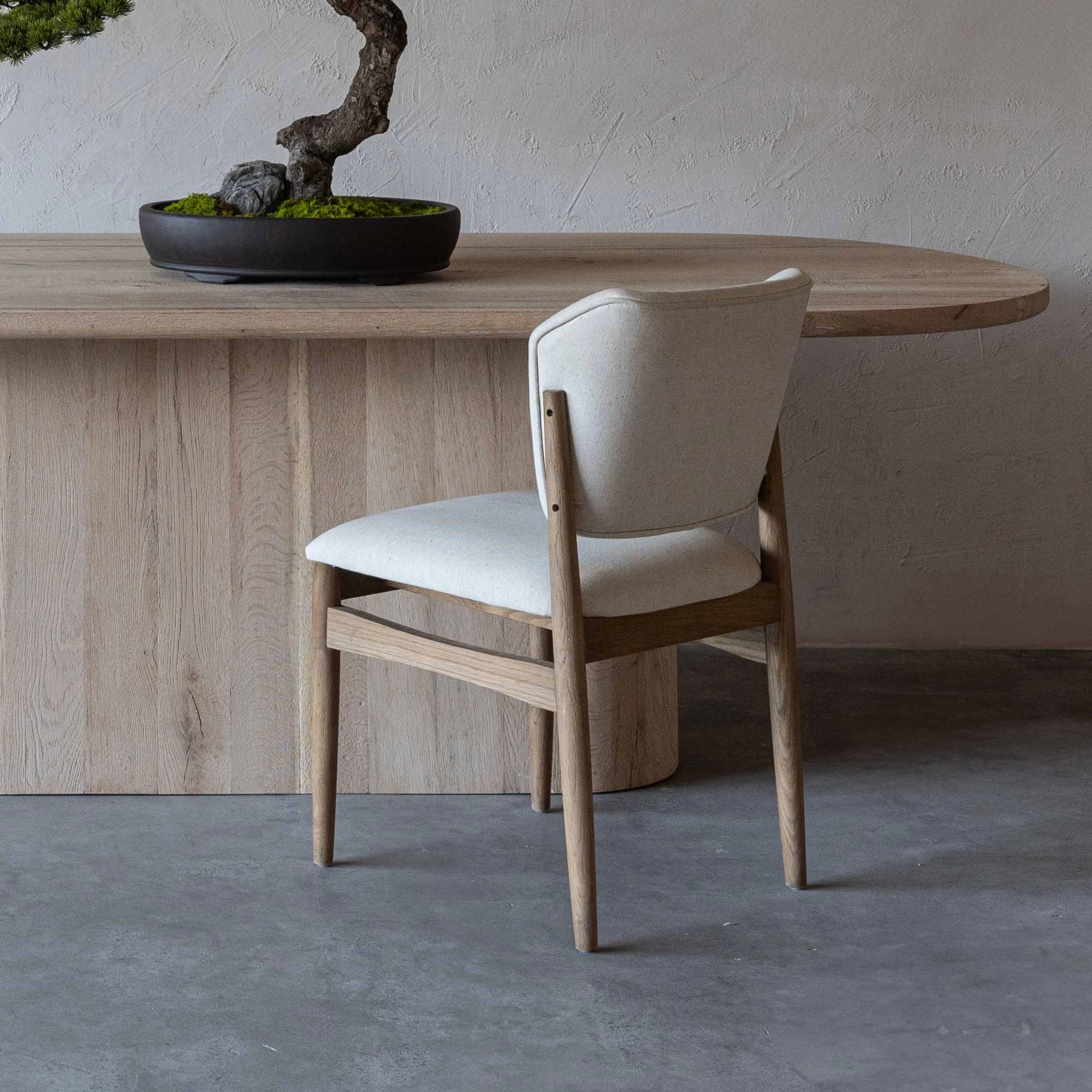 Ana Beige Oak Wood Dining Chair - LJ1116 - Dining Chairs - WS Living Furniture Home Furniture Stores in Dubai