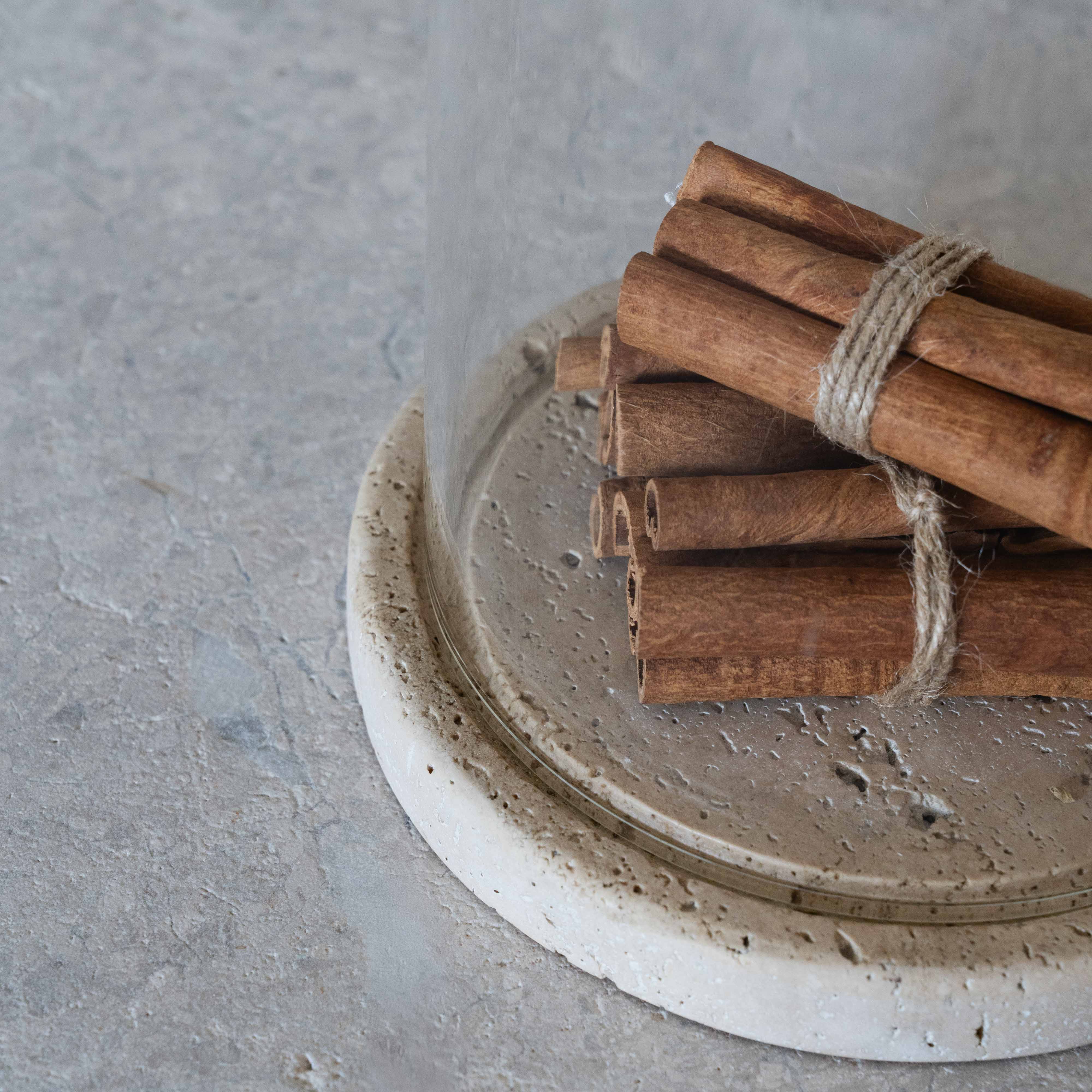 Natural Travertine Marble Serving Tray With Glass Cover