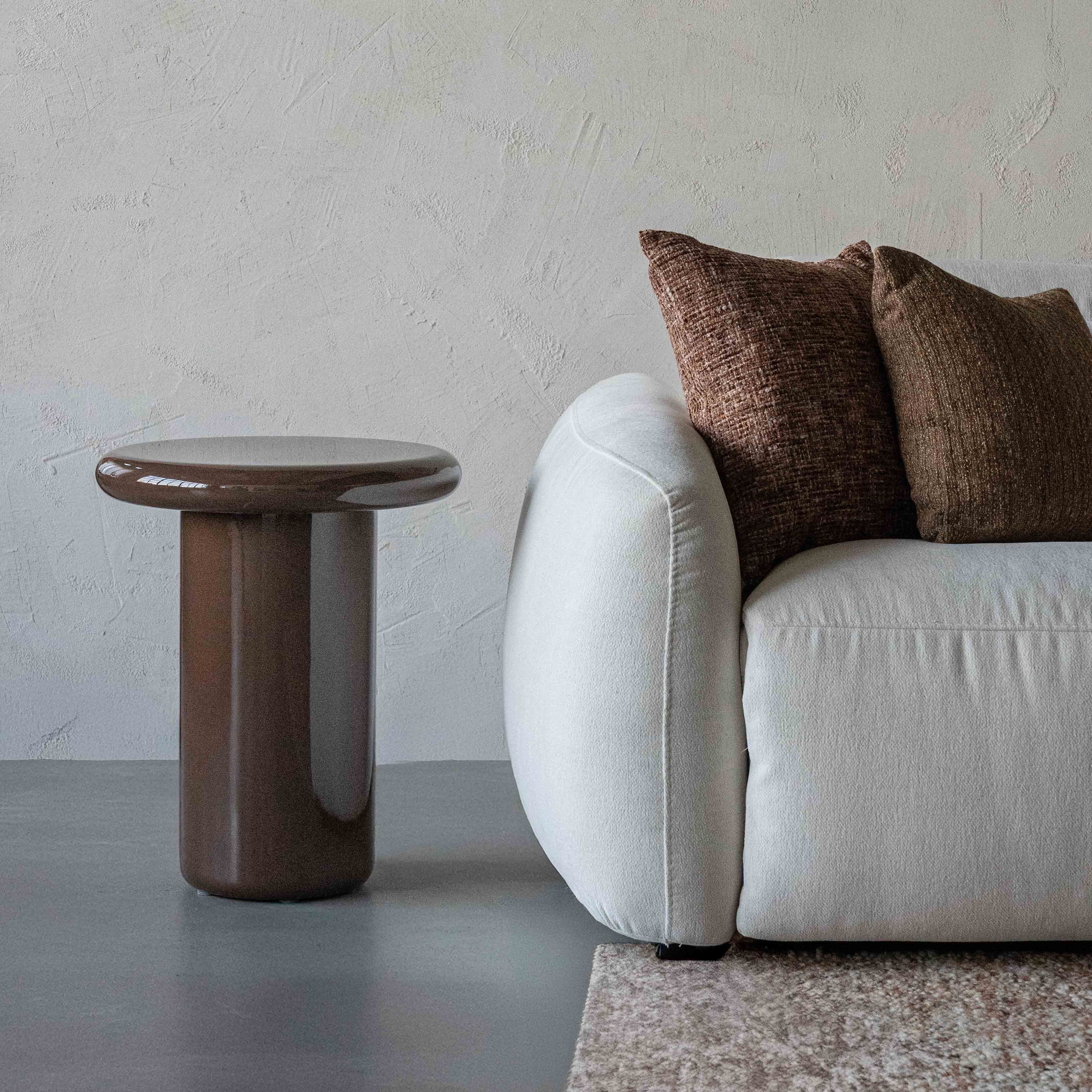 Harper Brown High Gloss Modern Accent Side Table