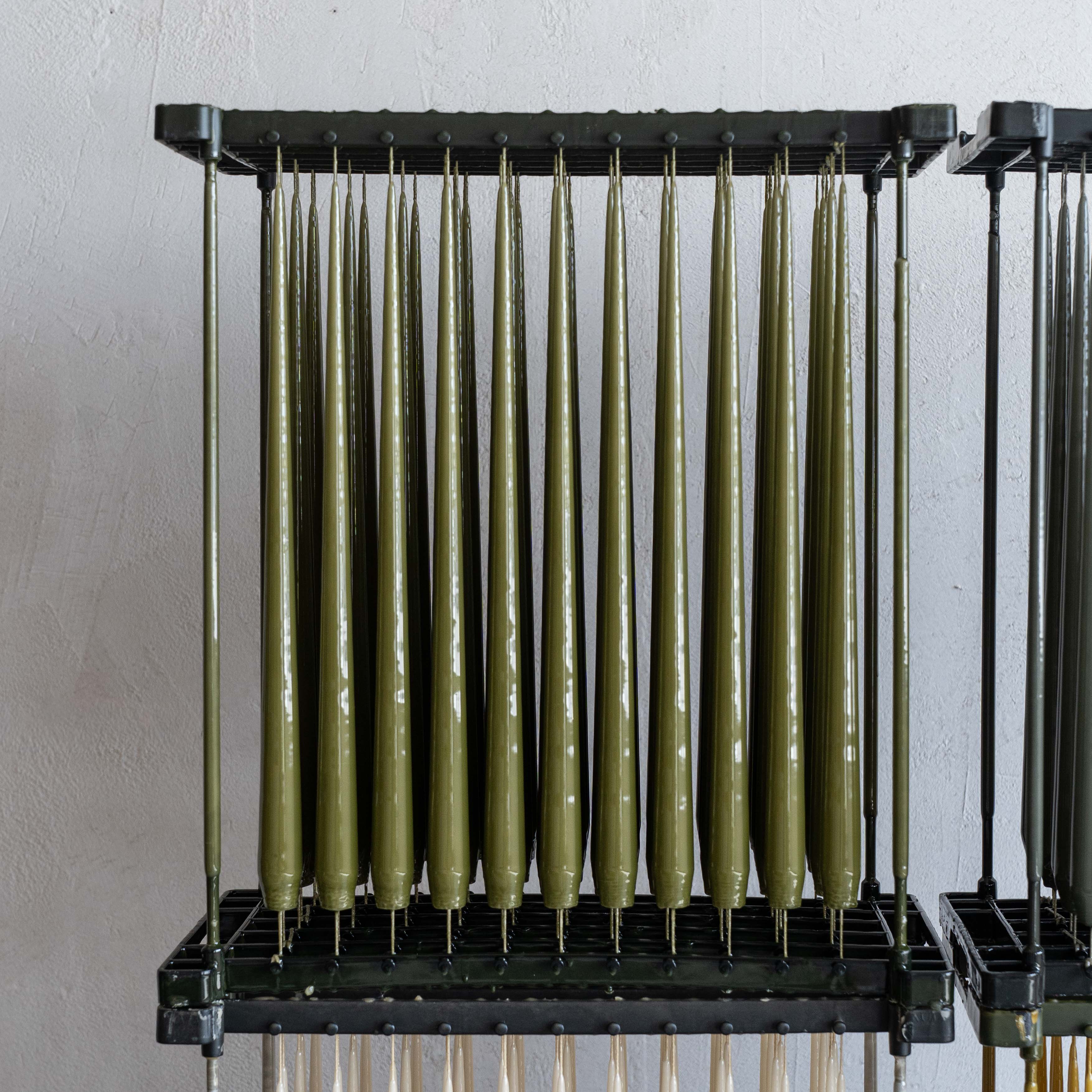 Glow Mist Tapered Candle - Olive Green