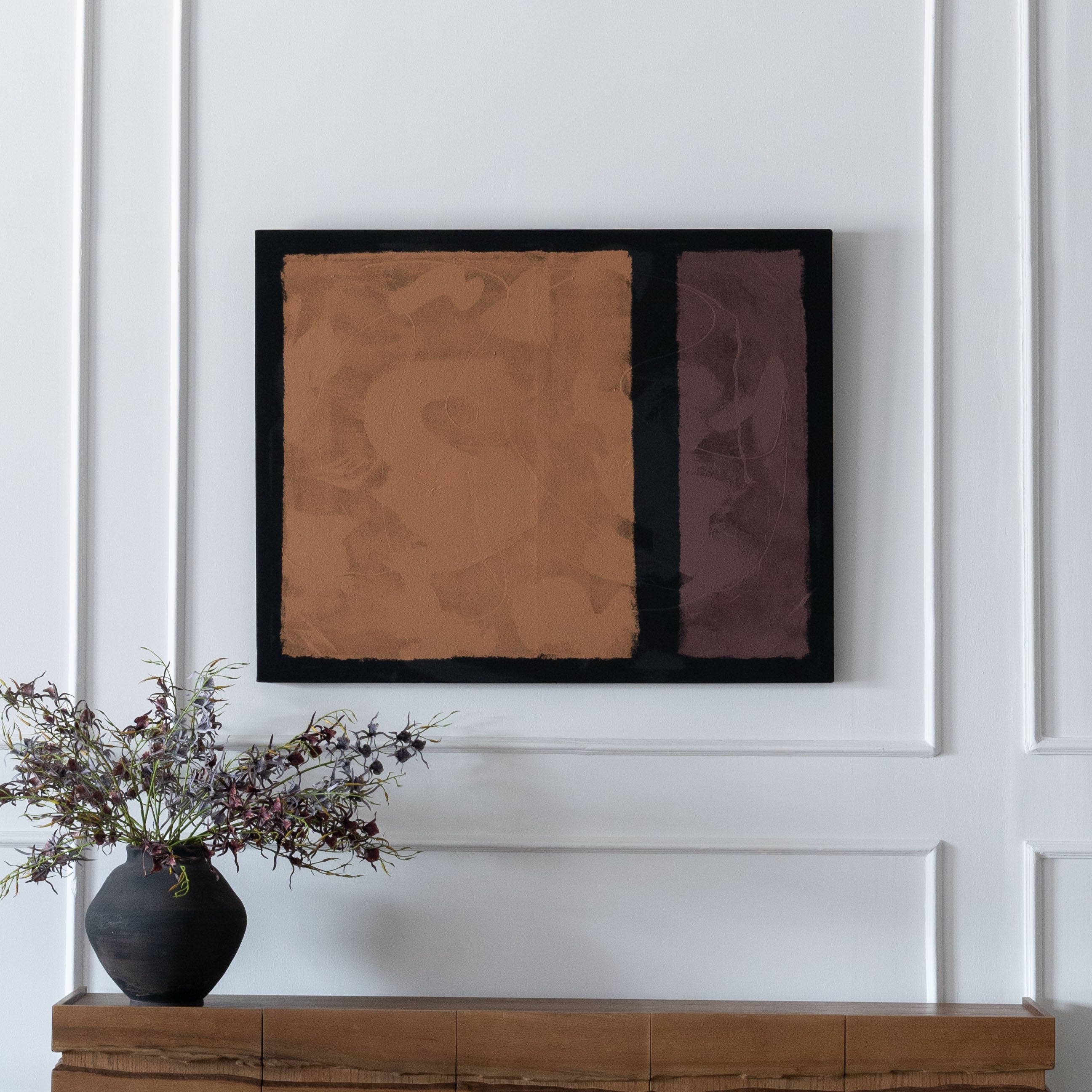 Harmonia Hand Painted Abstract Black & Brown Art Paintings for Wall - Art Paintings - WS Living - UAE Home Furniture Stores in Dubai