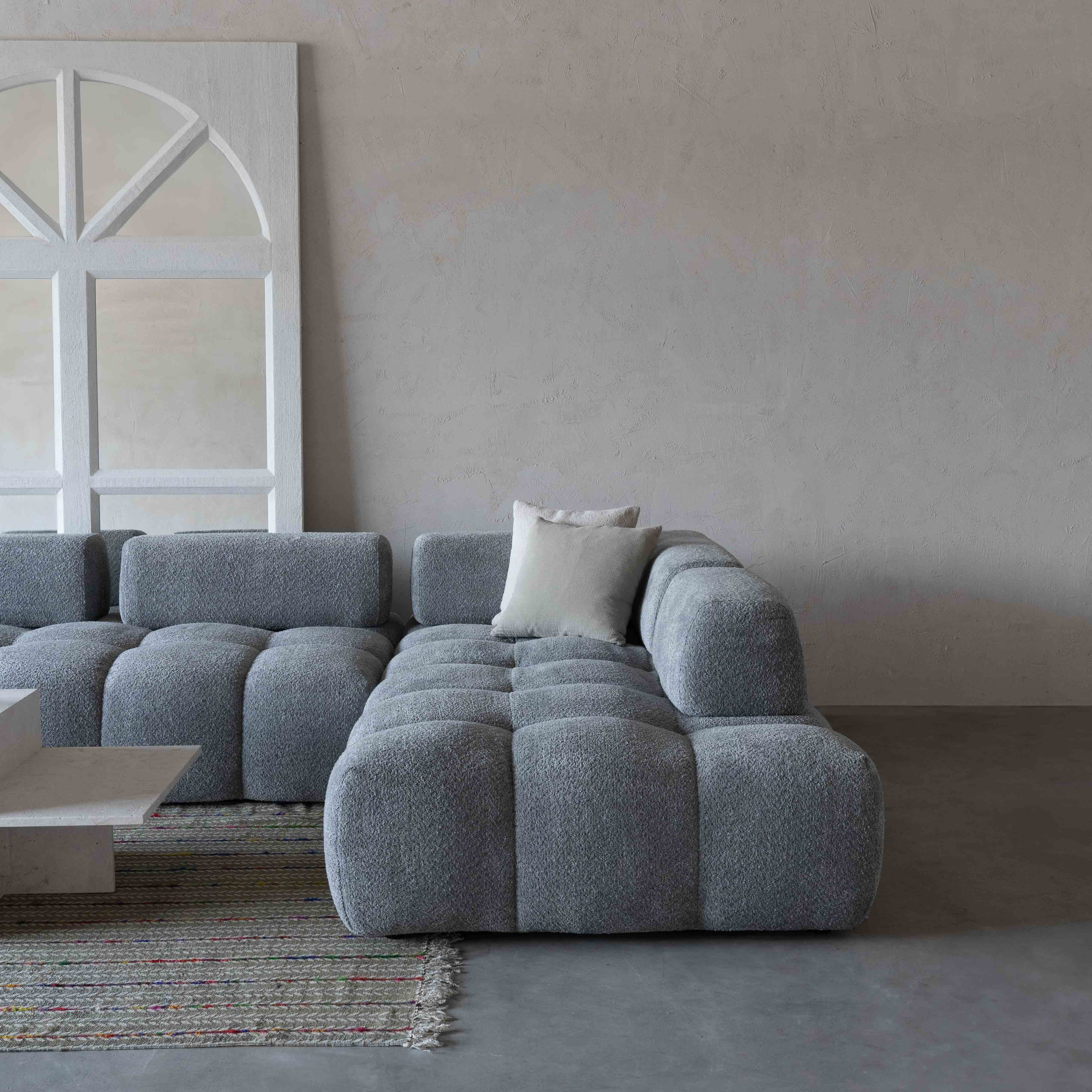 Harmony Mid Grey Modern Corner & L Shape | Extendable Sofa - Sofas - WS Living - UAE Modern Home Furniture Stores in Dubai