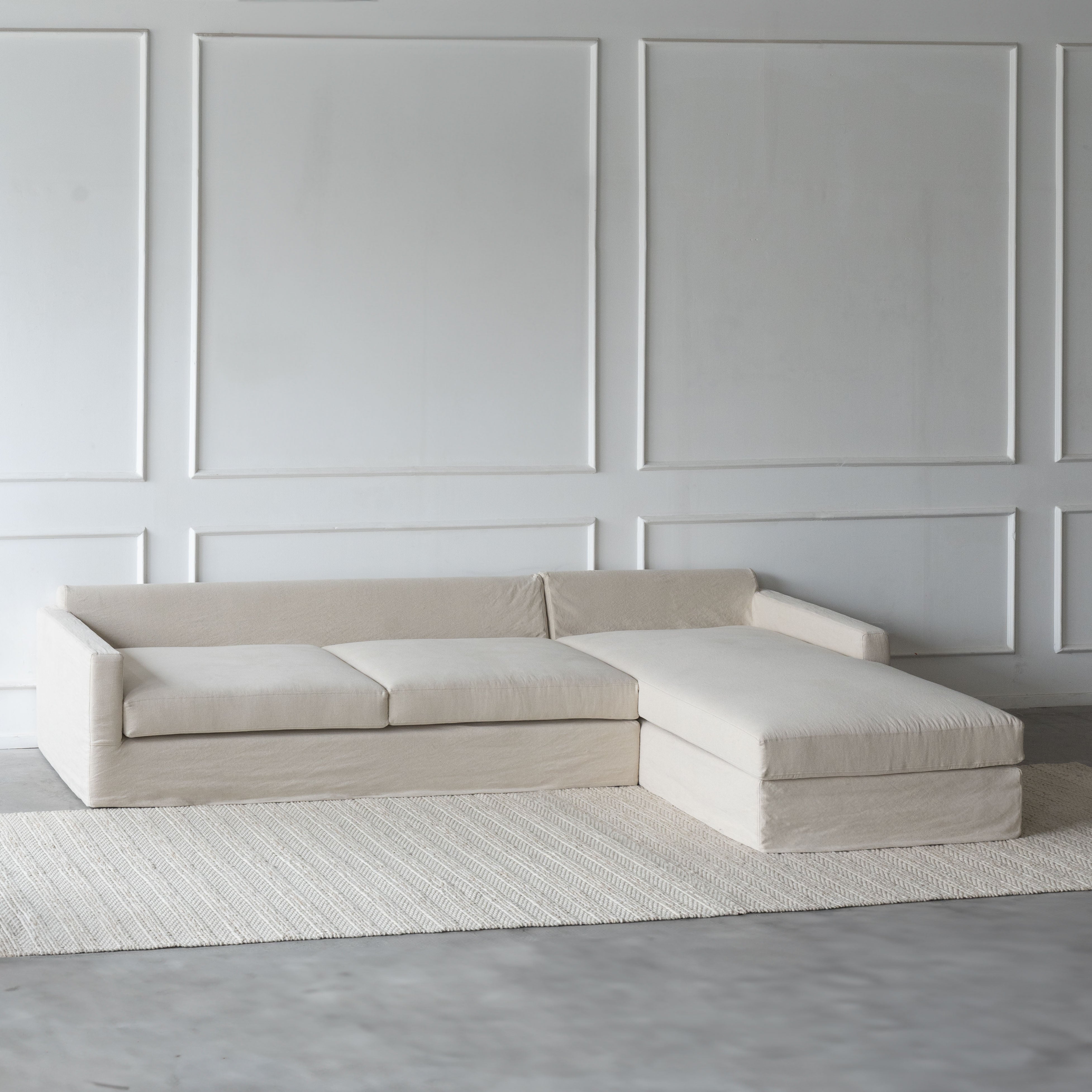Havana L Shape Sectional Sofa - Beige  - WS Living - UAE - Sofas Wood and steel Furnitures - Dubai