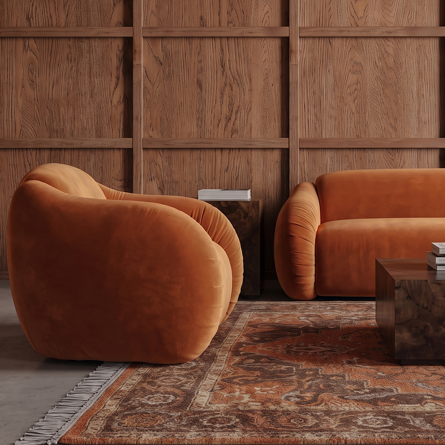 Siena Sunset Modern Velvet Lounge Chair