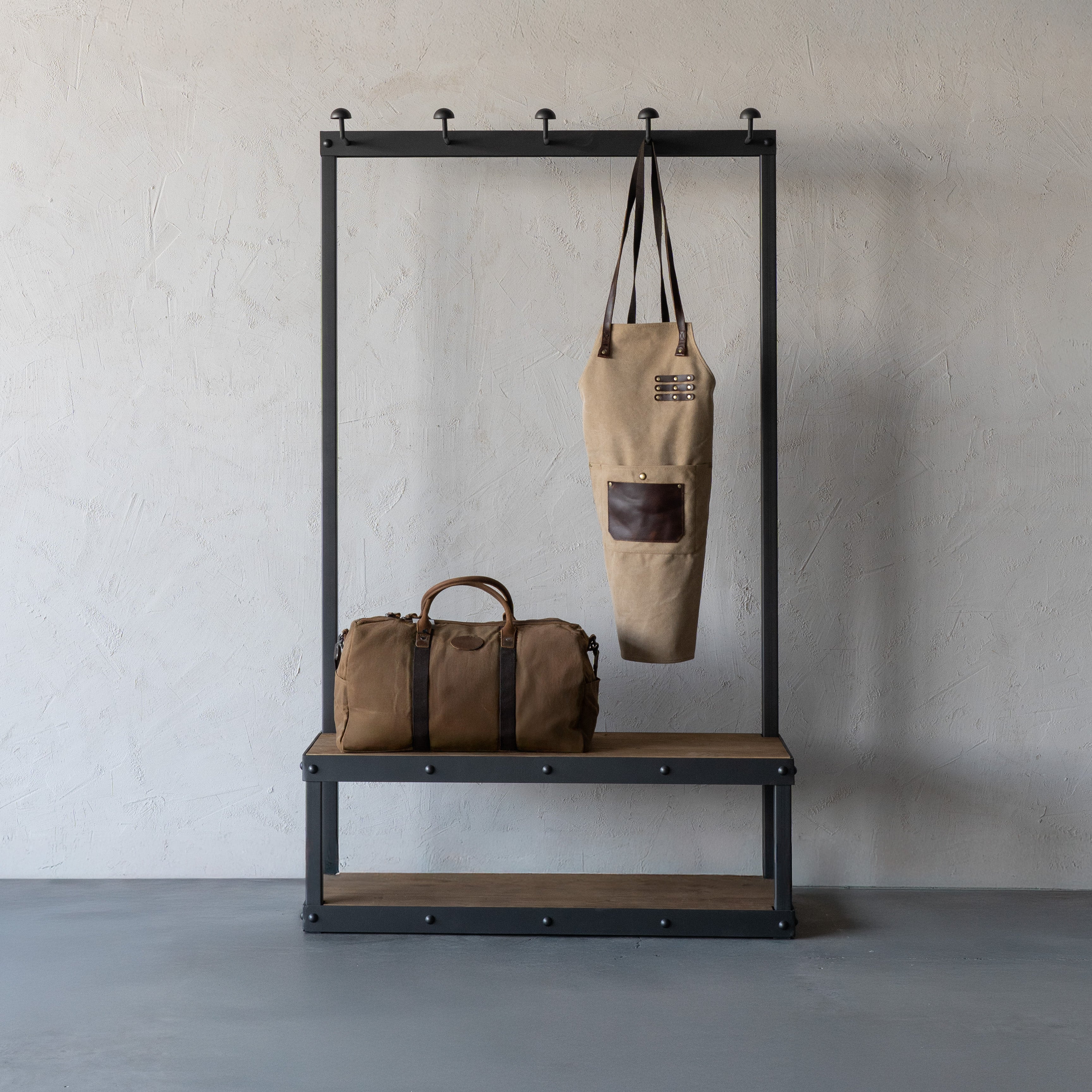 Nordic Industrial Wood & Steel Floor Goat Hanger & Garment Rack