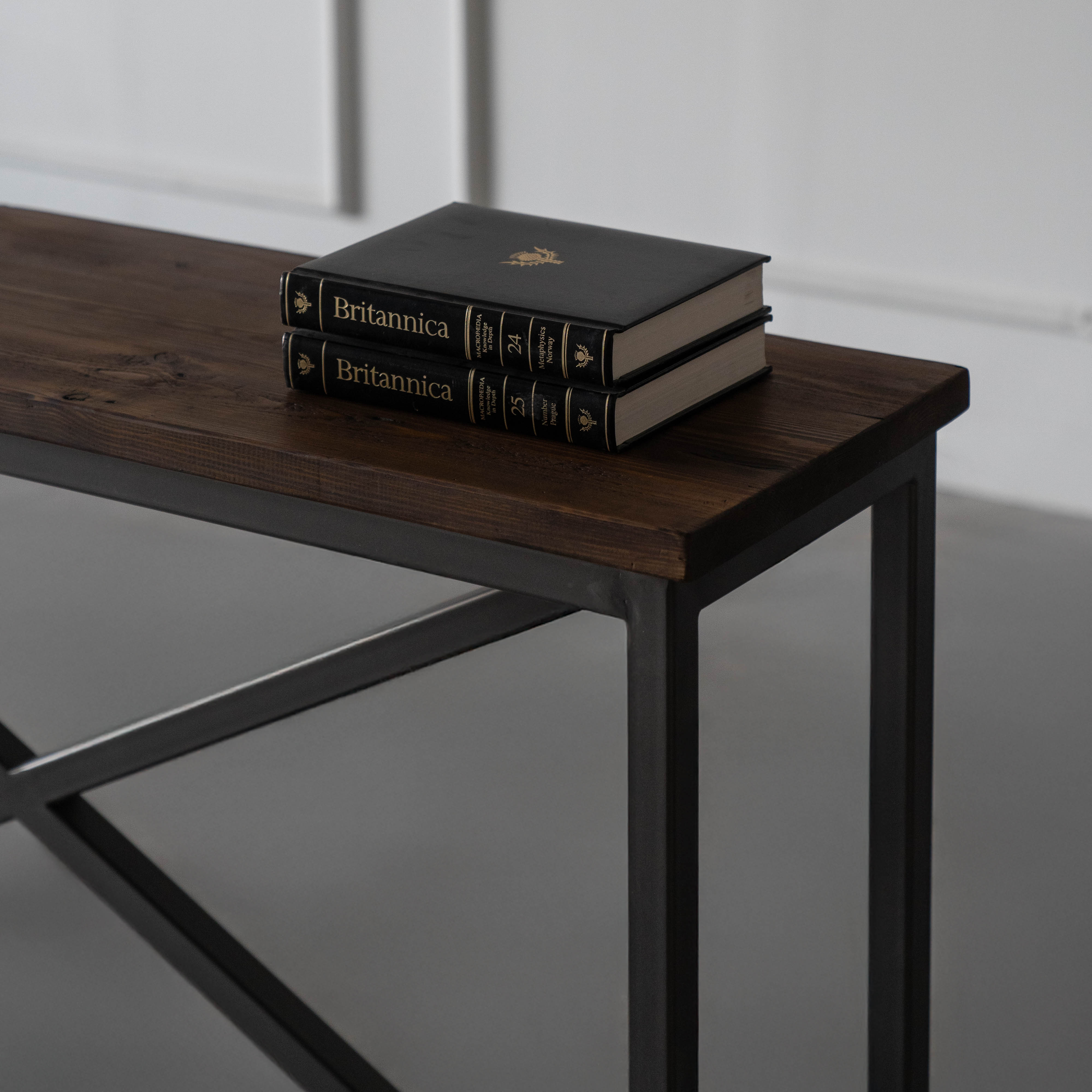 Nordic - Dark Wood Industrial 
Console Table - Dark Wood
