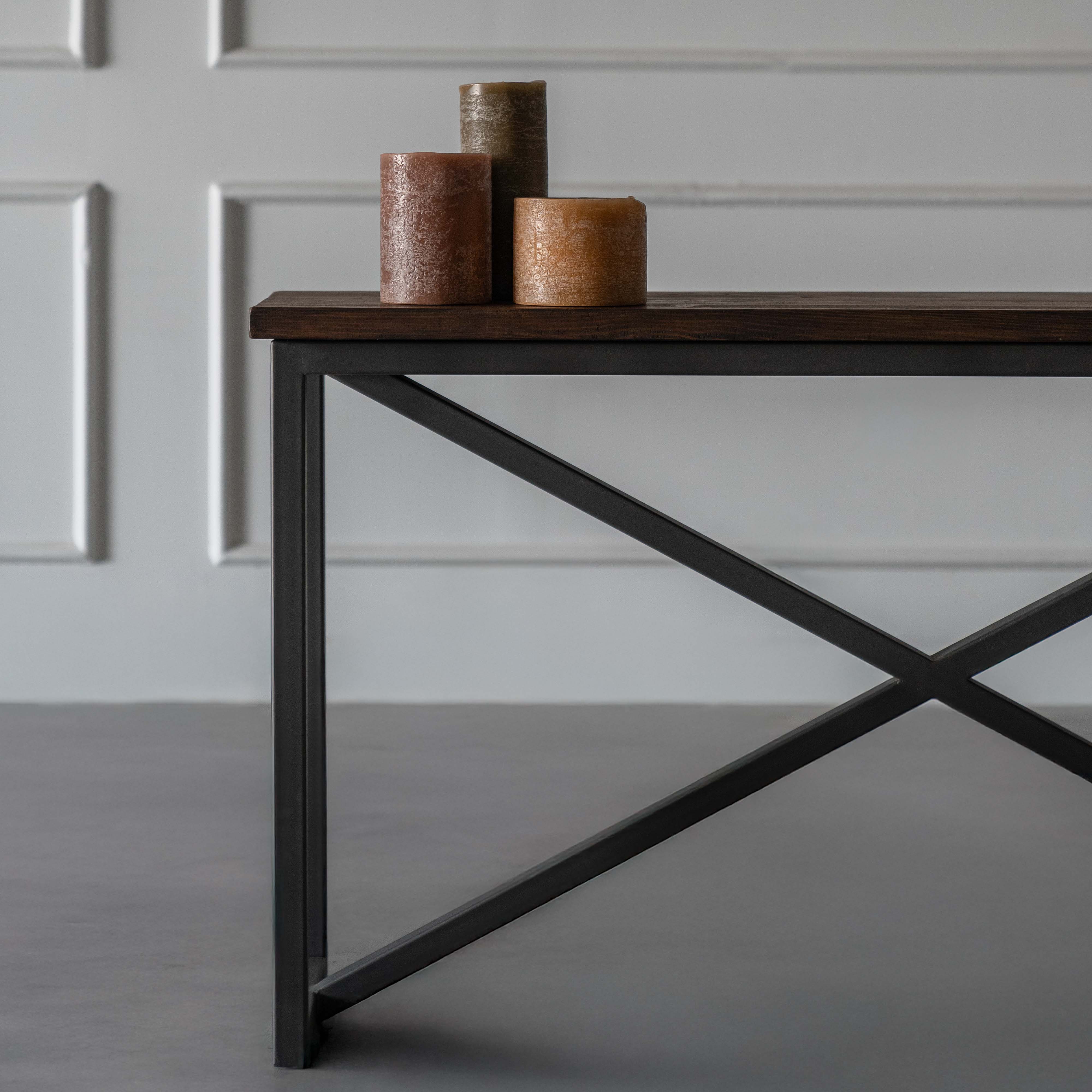 Nordic - Dark Wood Industrial 
Console Table - Dark Wood