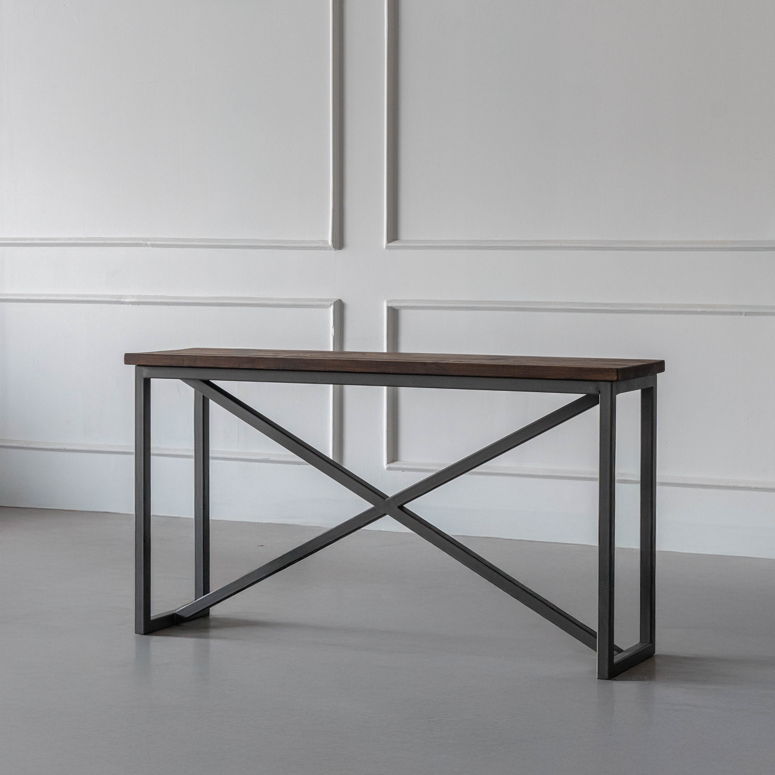 Nordic - Dark Wood Industrial 
Console Table - Dark Wood
