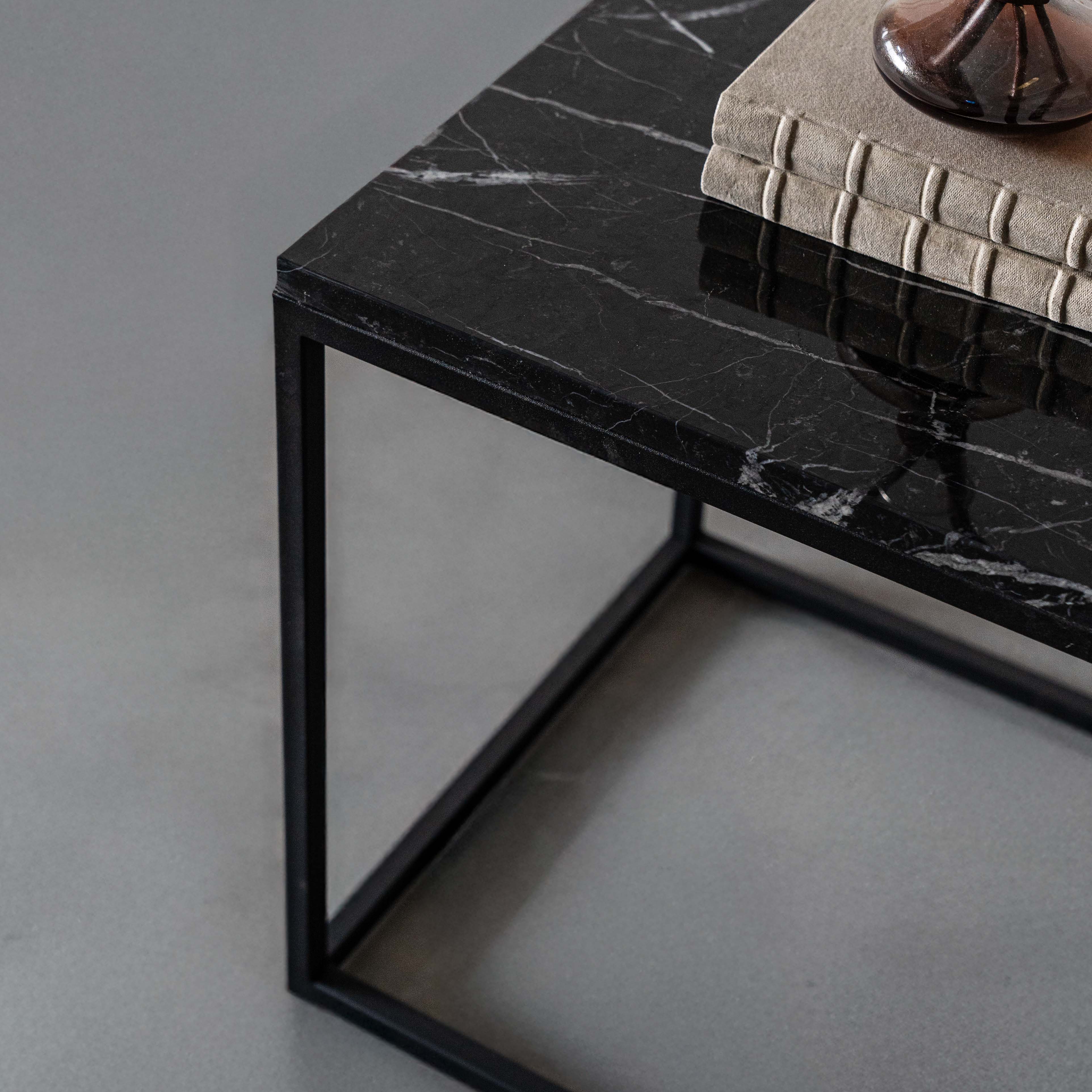 Marquina Flow Marble Side Table