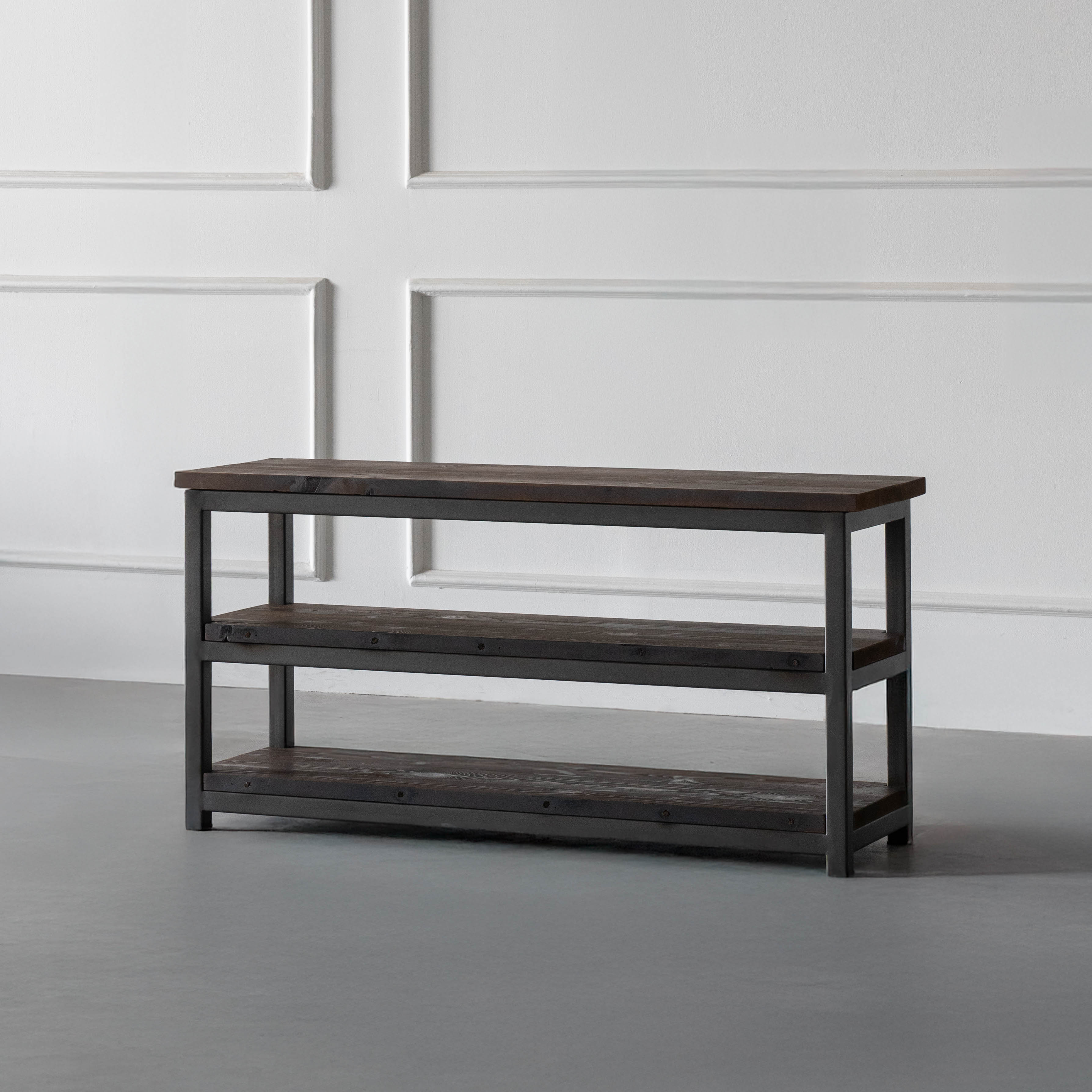 Nordic - Dark Wood Industrial Small TV Unit | Bookshelf