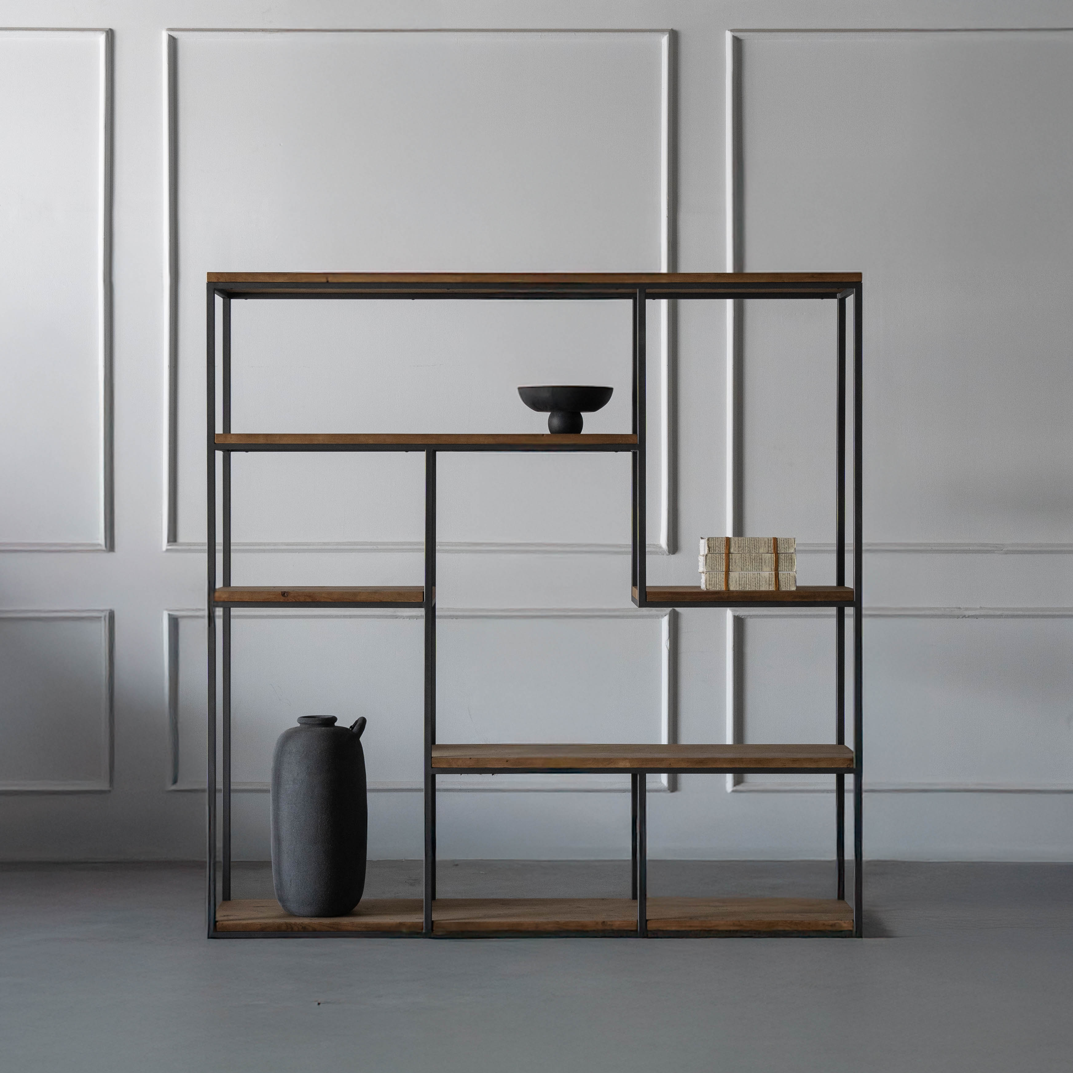 UrbanGrid Industrial Wood Book Shelf