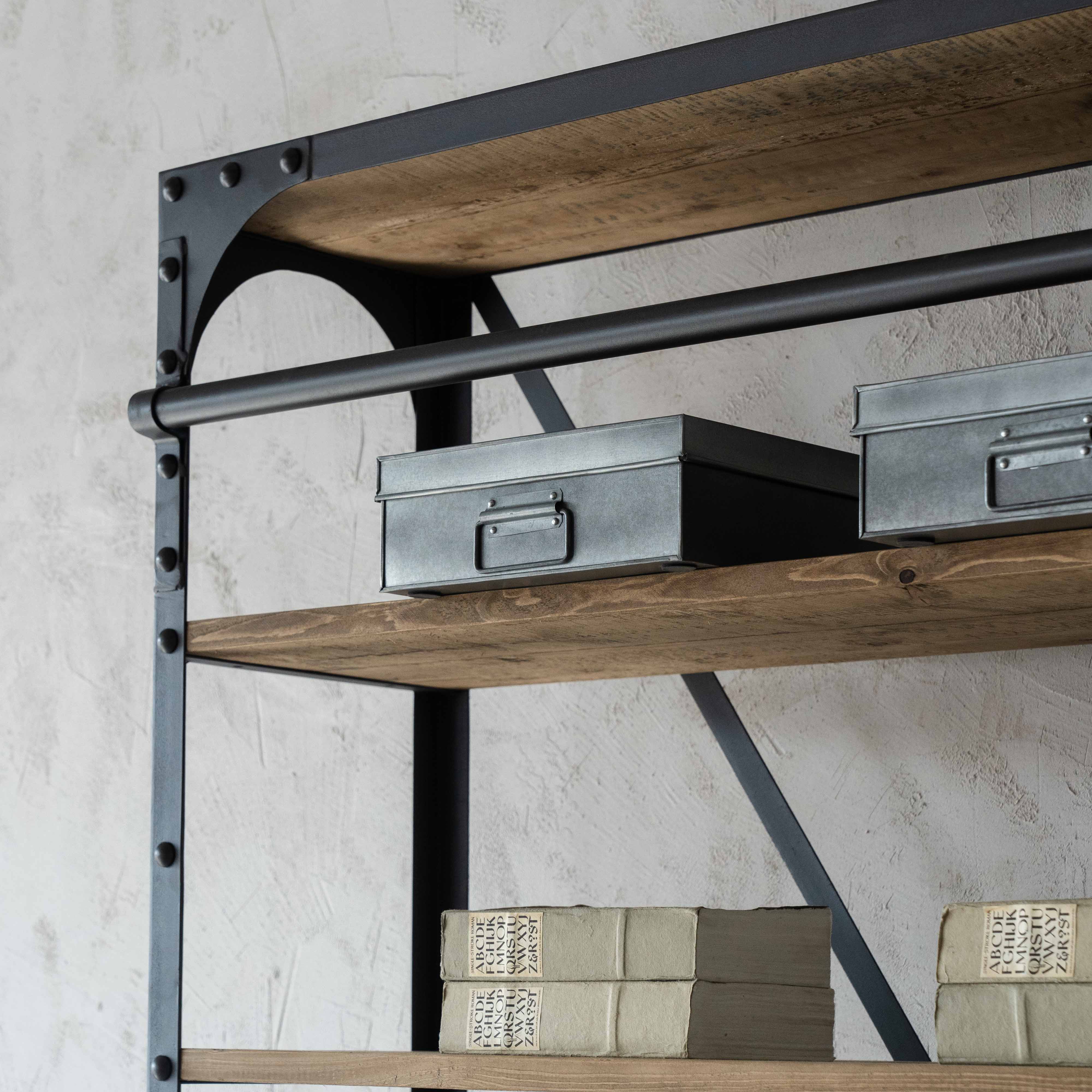 Urban Rustic Industrial Solid Wood Book Shelf Rack With Ladder