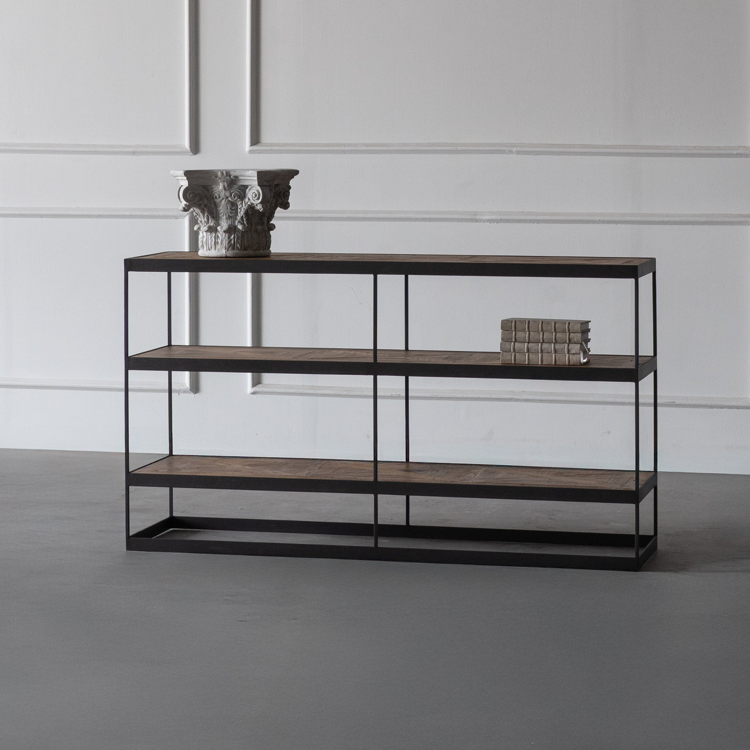 Linea Vintage Style Industrial X-Shape Wood Console