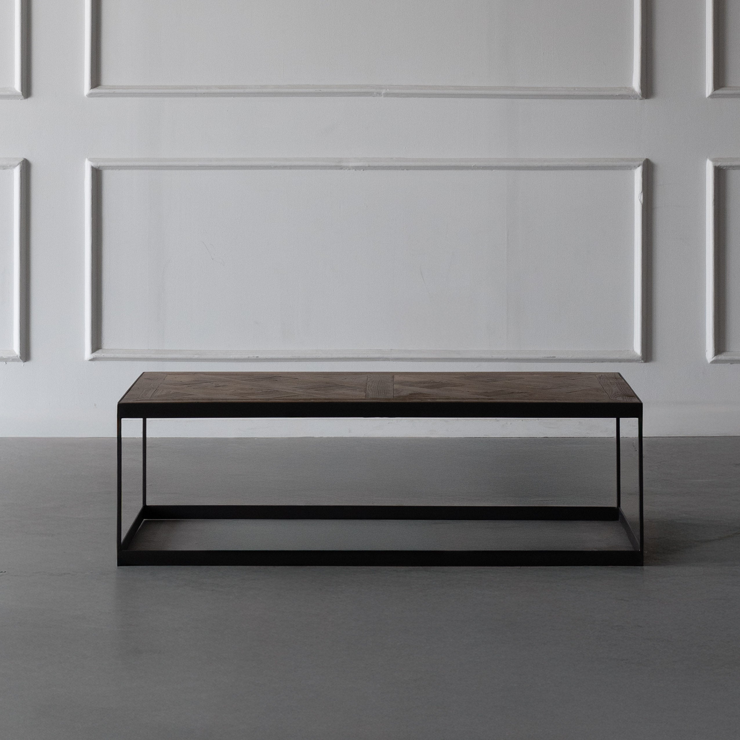 Classic Industrial X-Shape Wood Rectangle Coffee Table