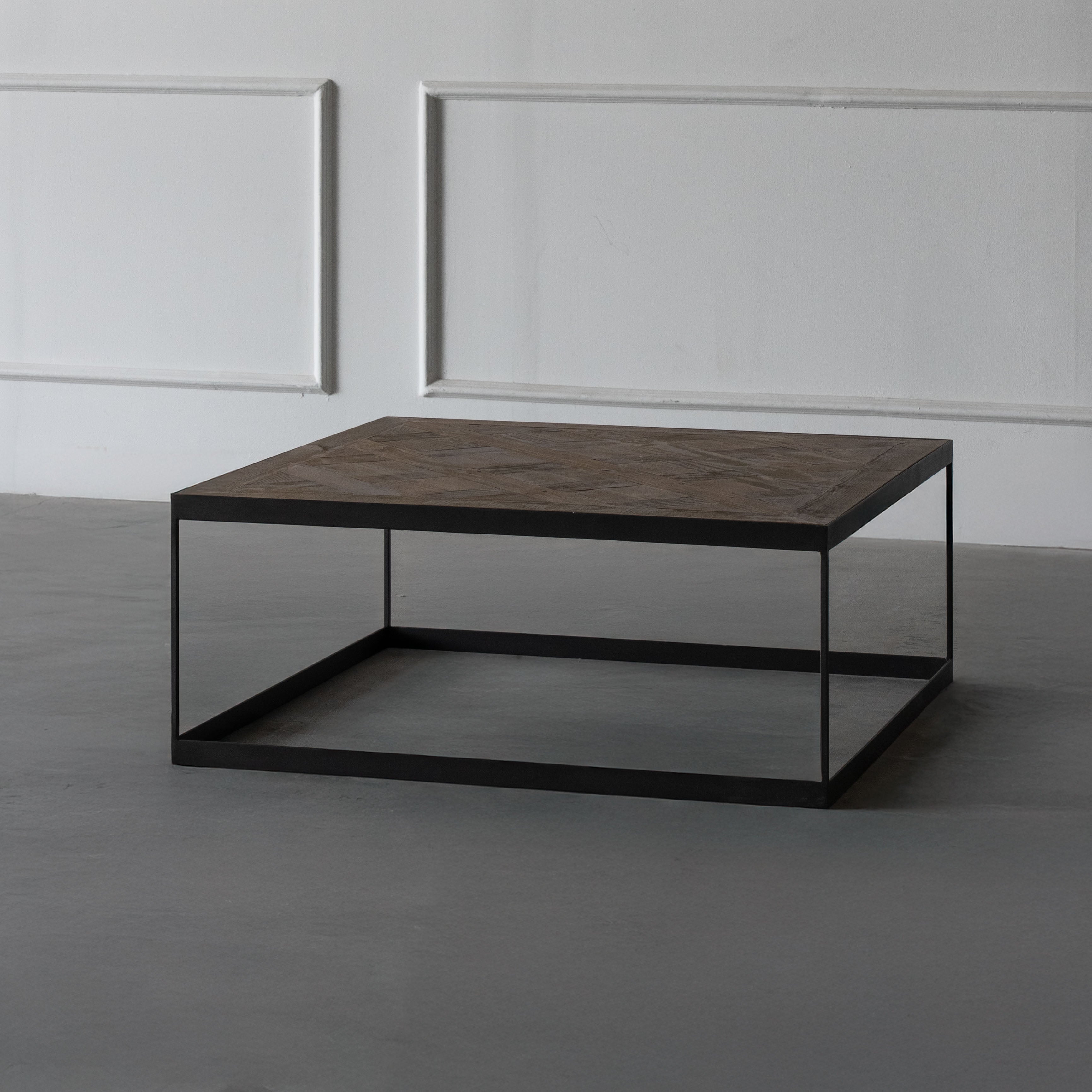 Nordic Industrial X-Shape Wood Square Coffee Table