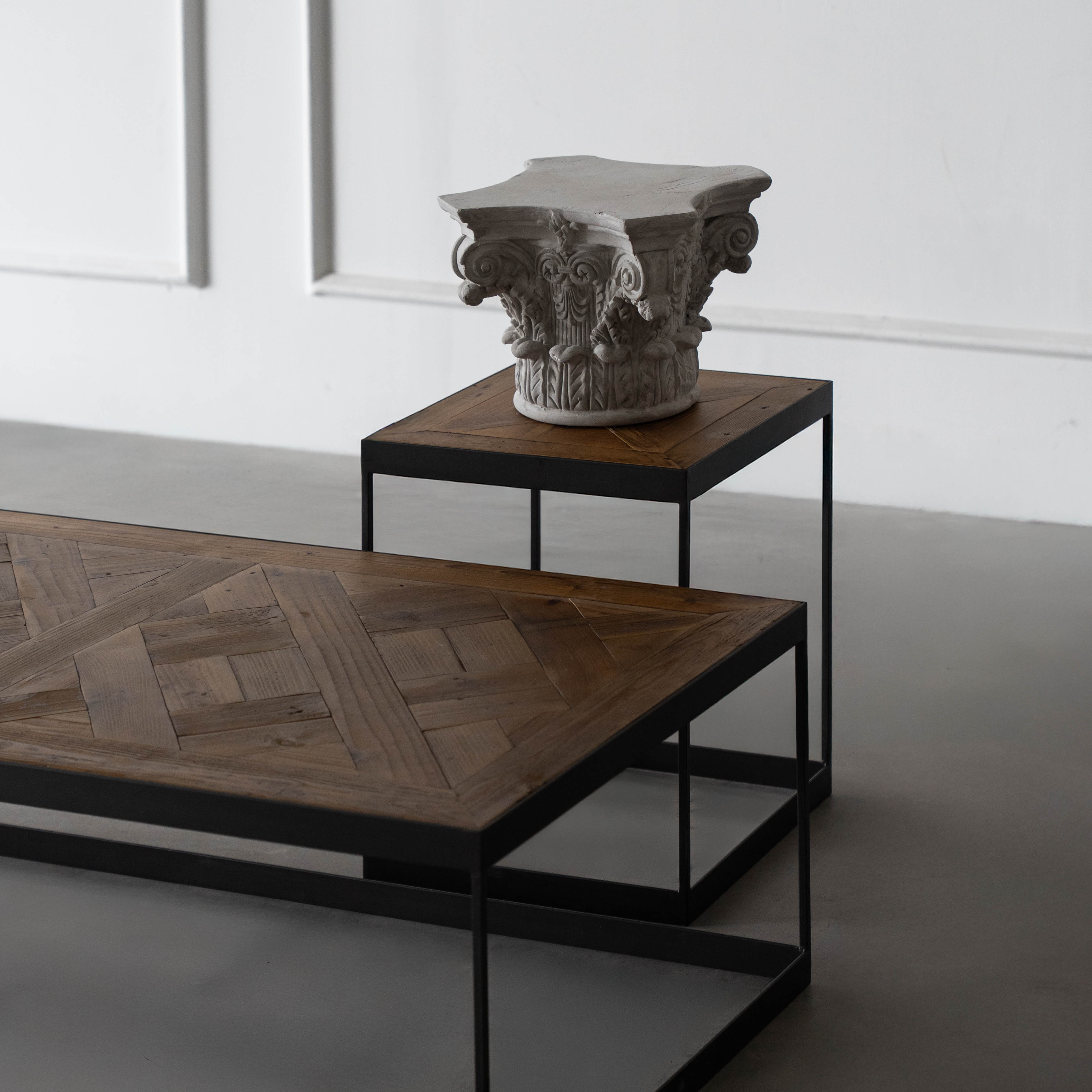 Pine Industrial X-shape Wood Side Table