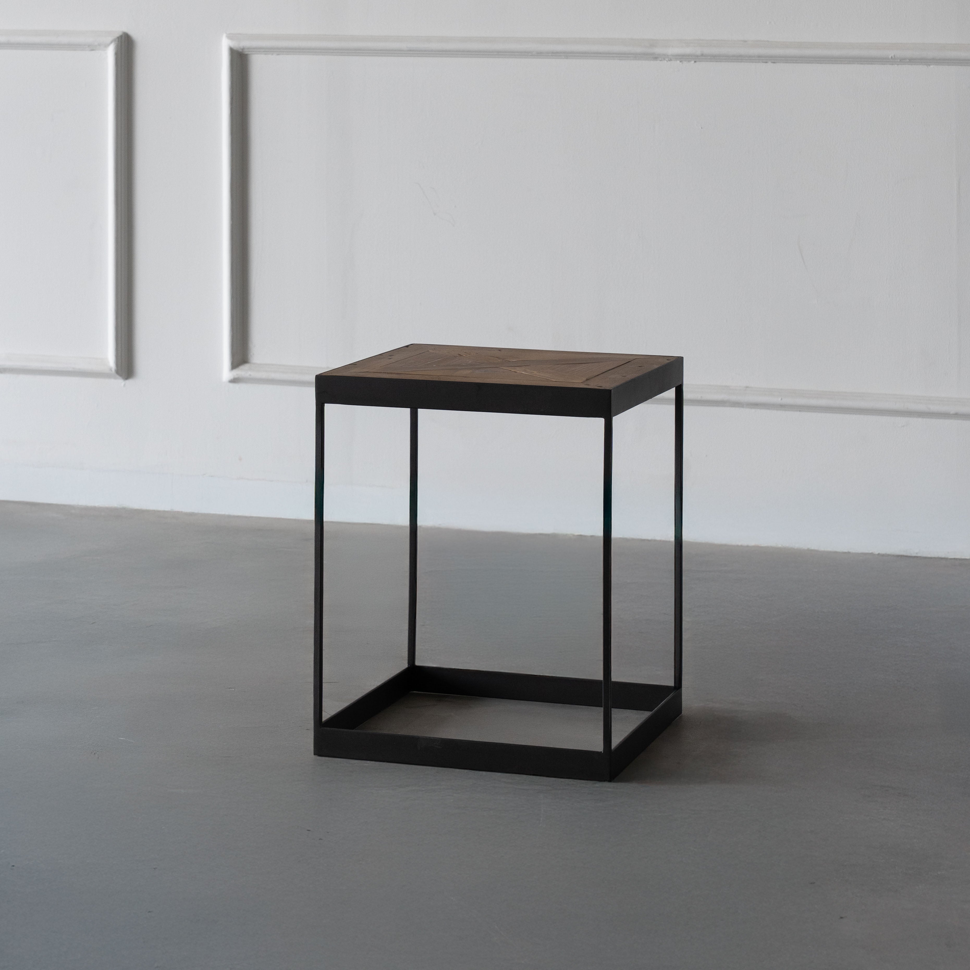 Pine Industrial X-shape Wood Side Table